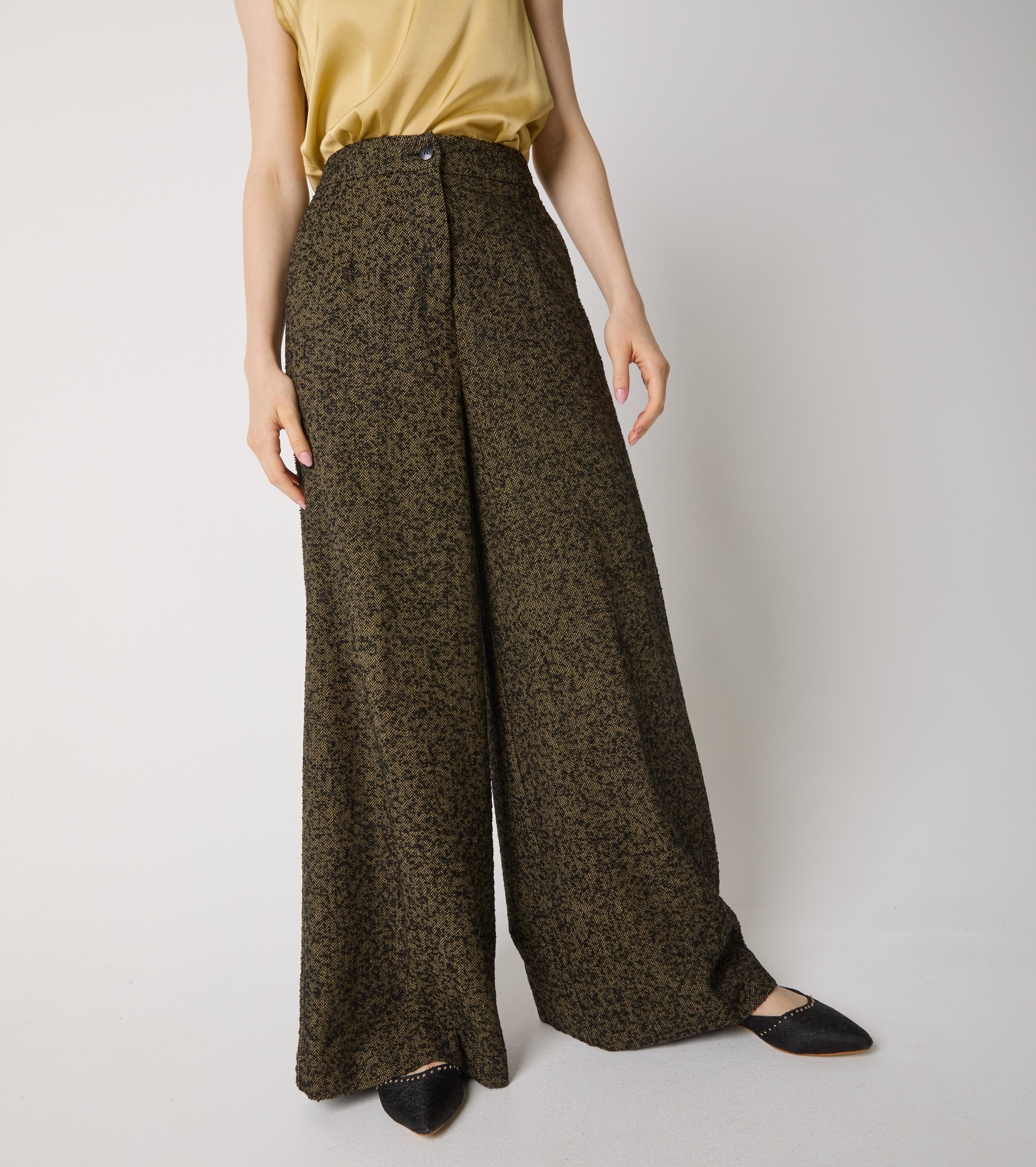 Pantaloni in cotone chevron con pinces