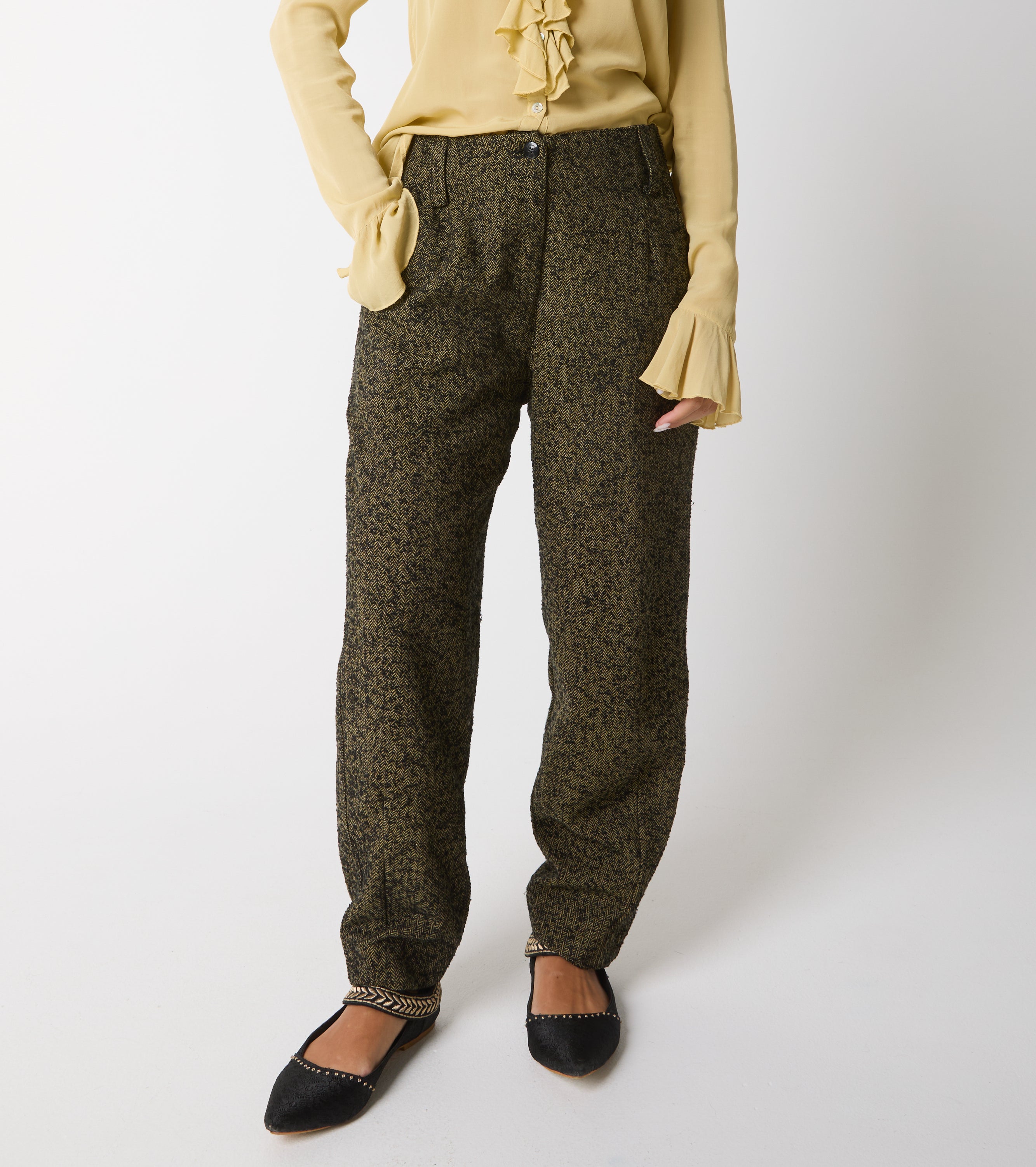 Pantaloni cropped in cotone con pinces