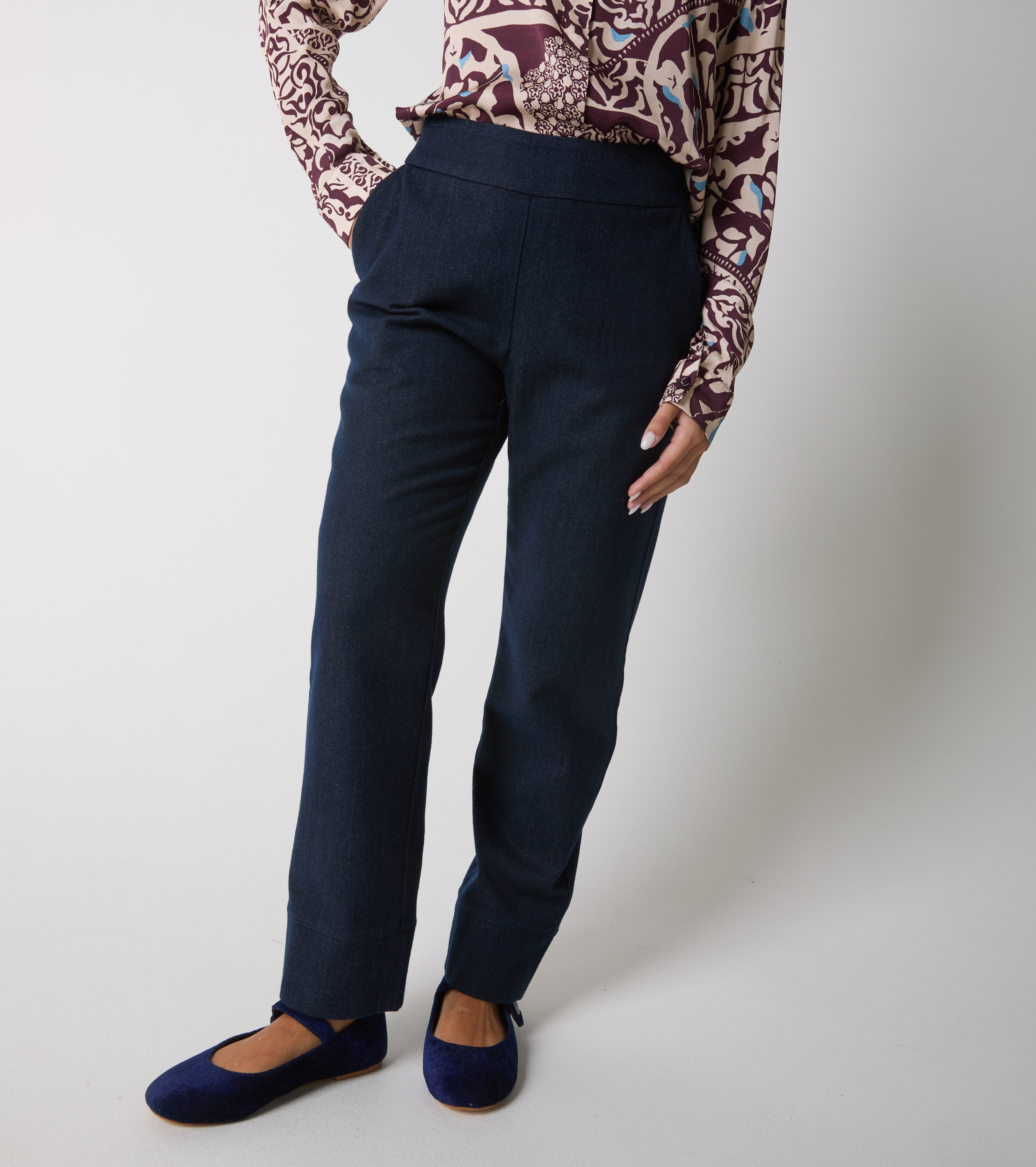 Pantaloni cropped in cotone e lana