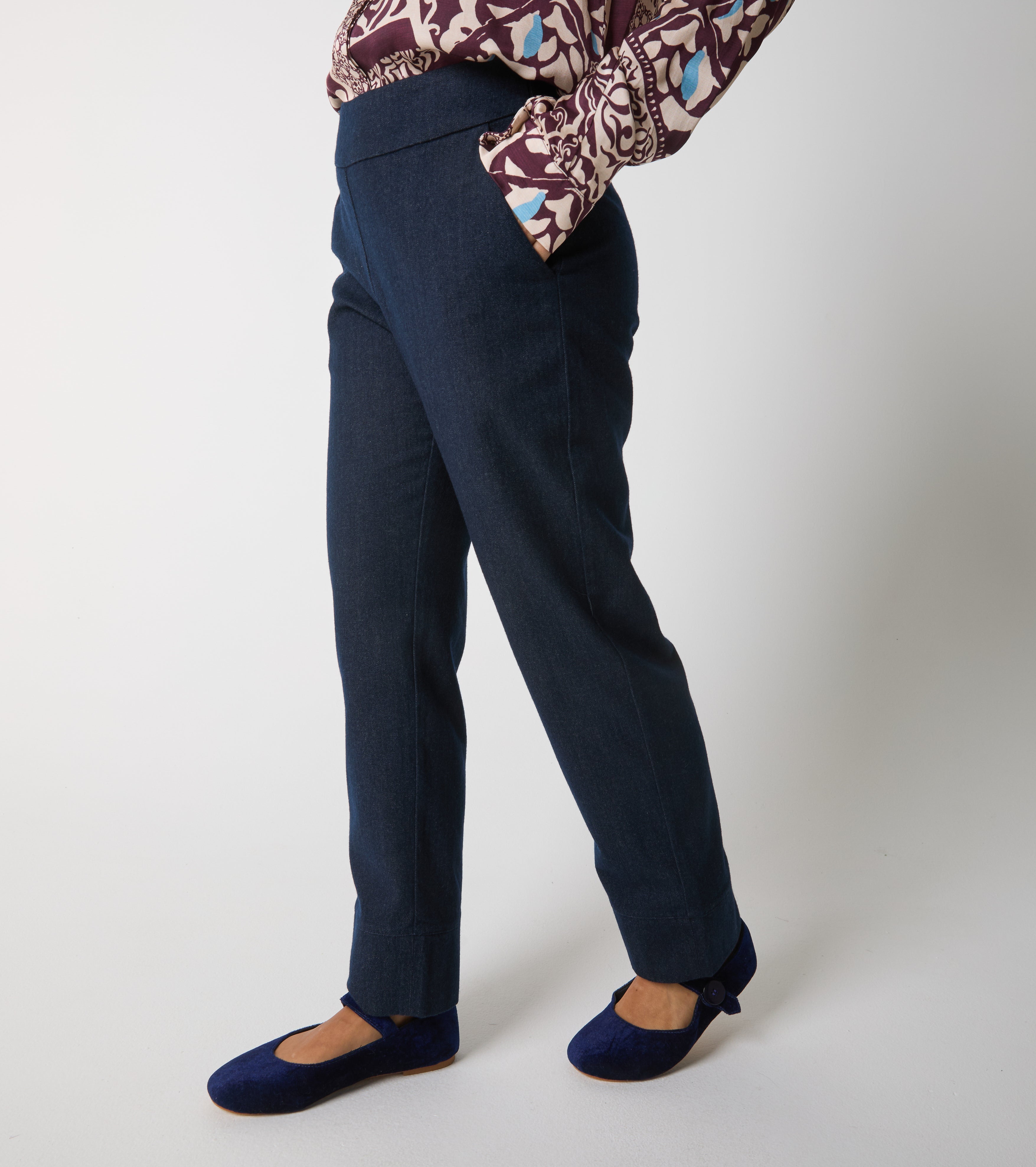 Pantaloni cropped in cotone e lana