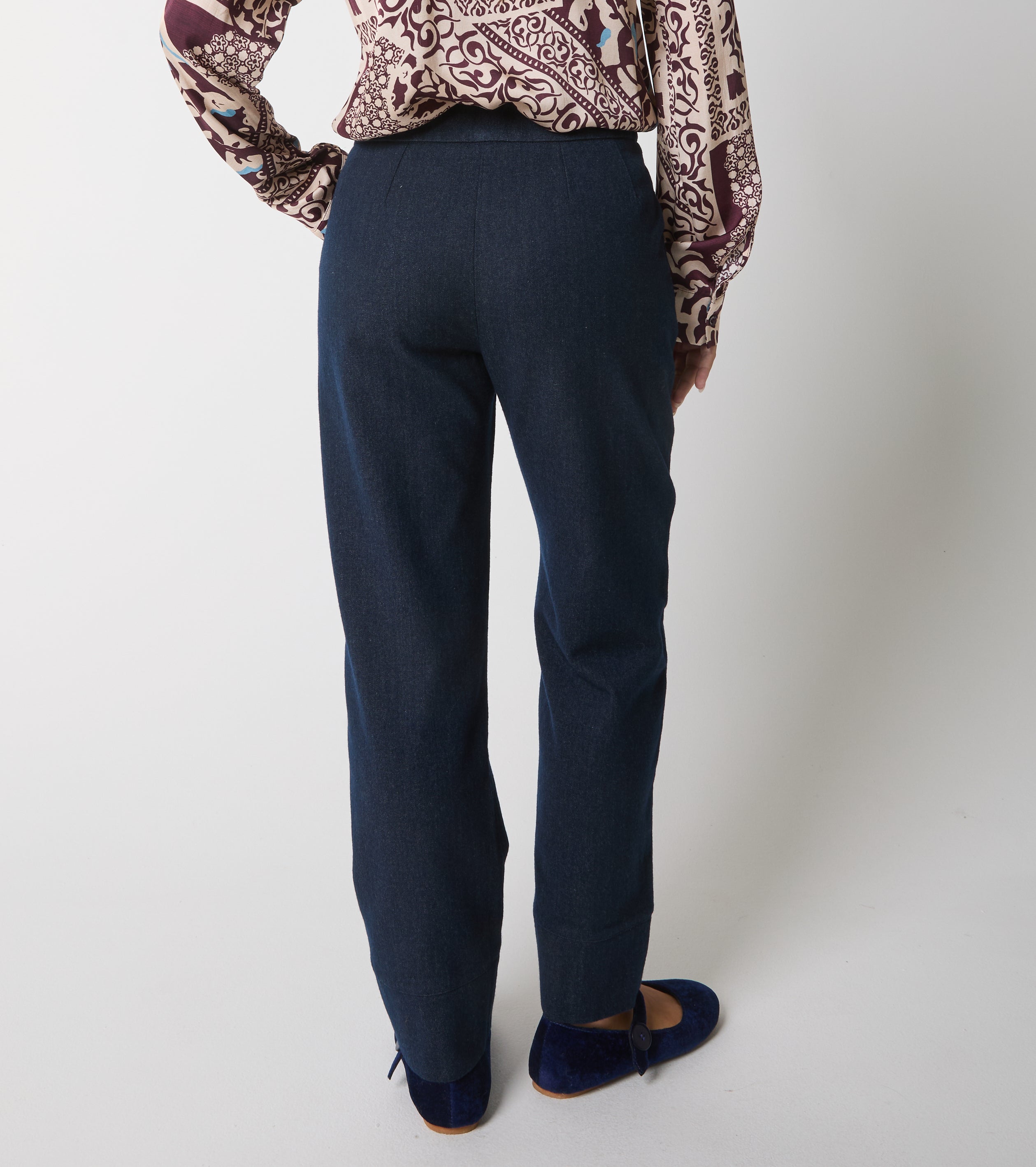 Pantaloni cropped in cotone e lana