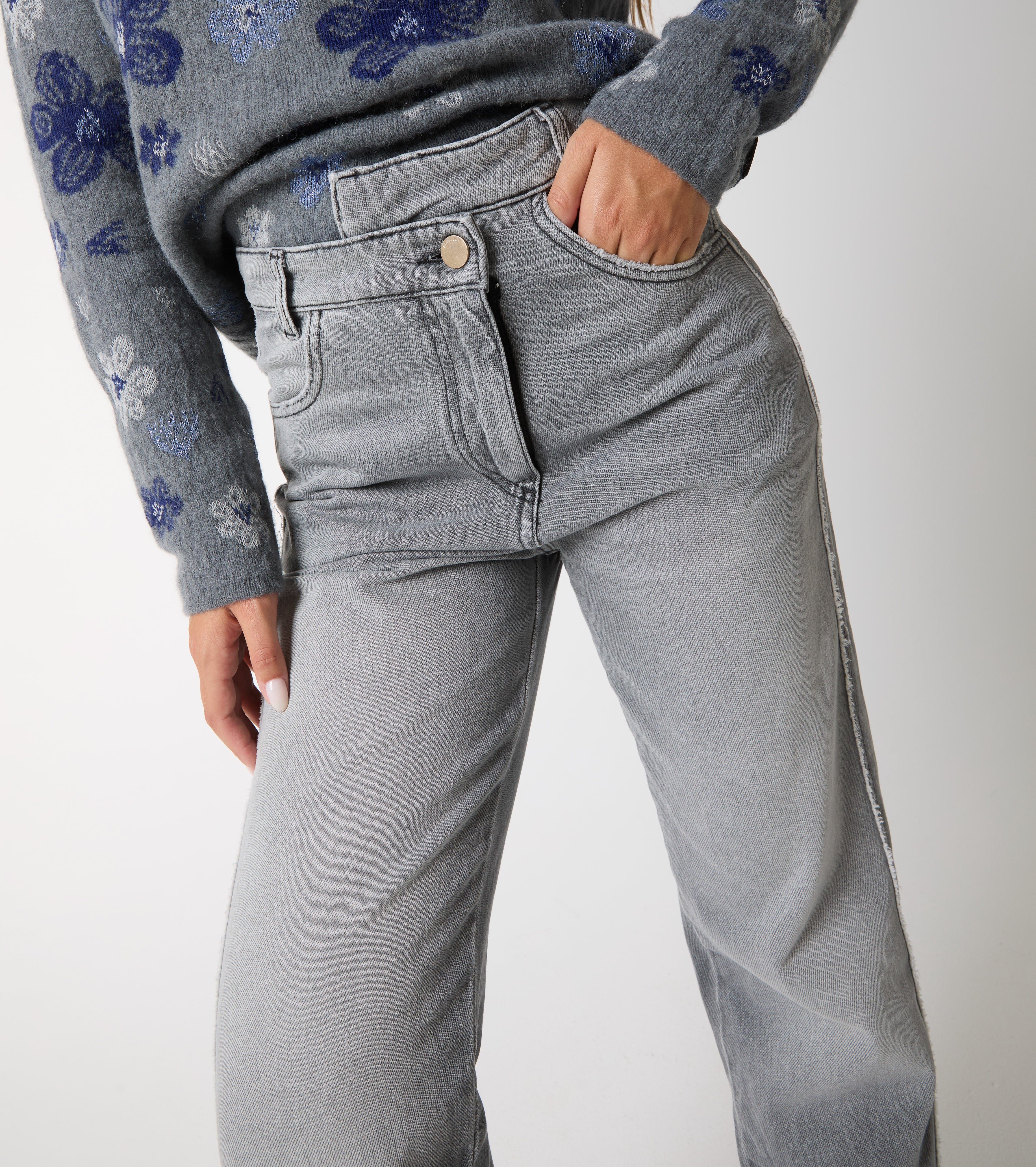 Jeans in cotone used con risvolto