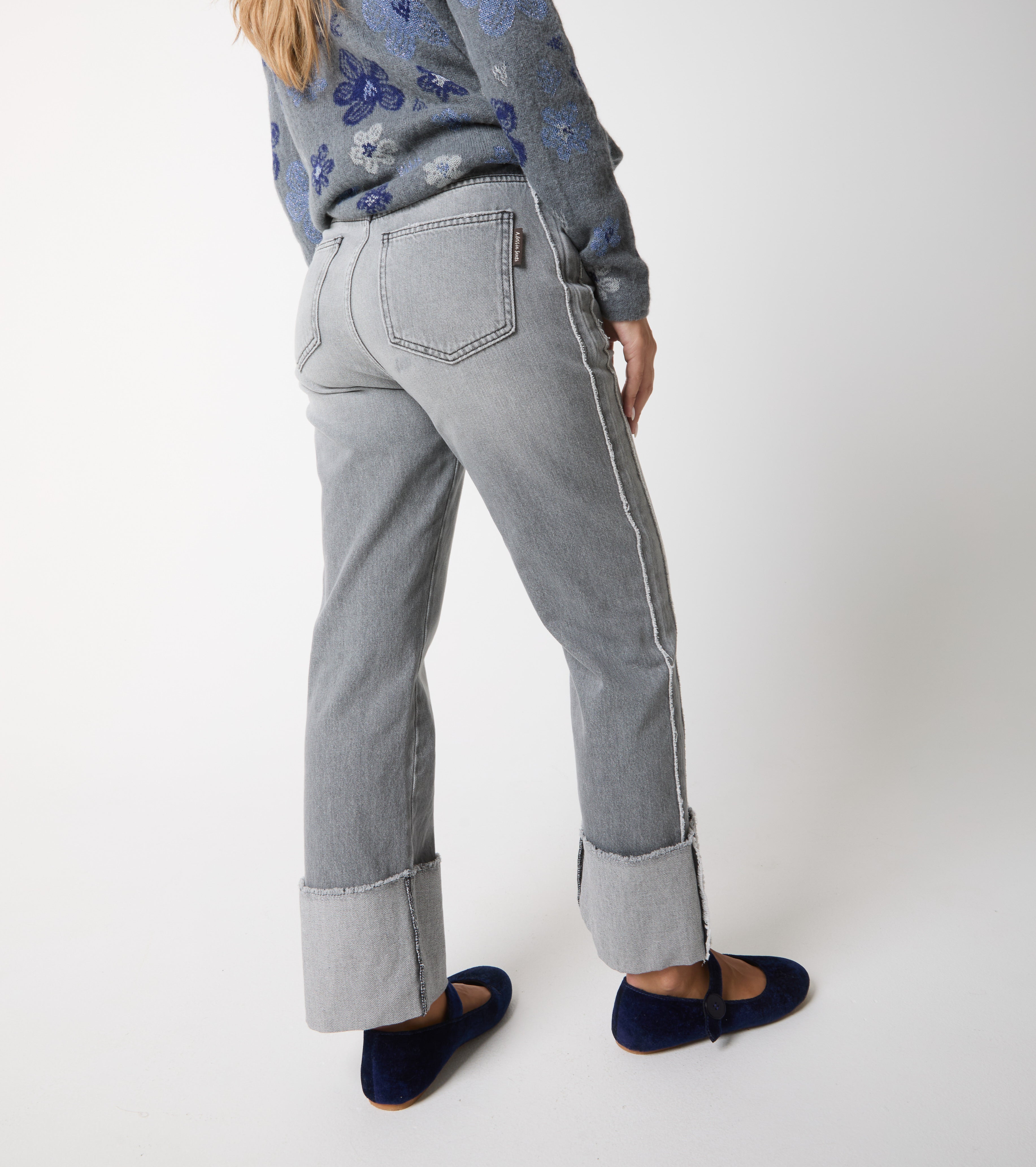 Jeans in cotone used con risvolto