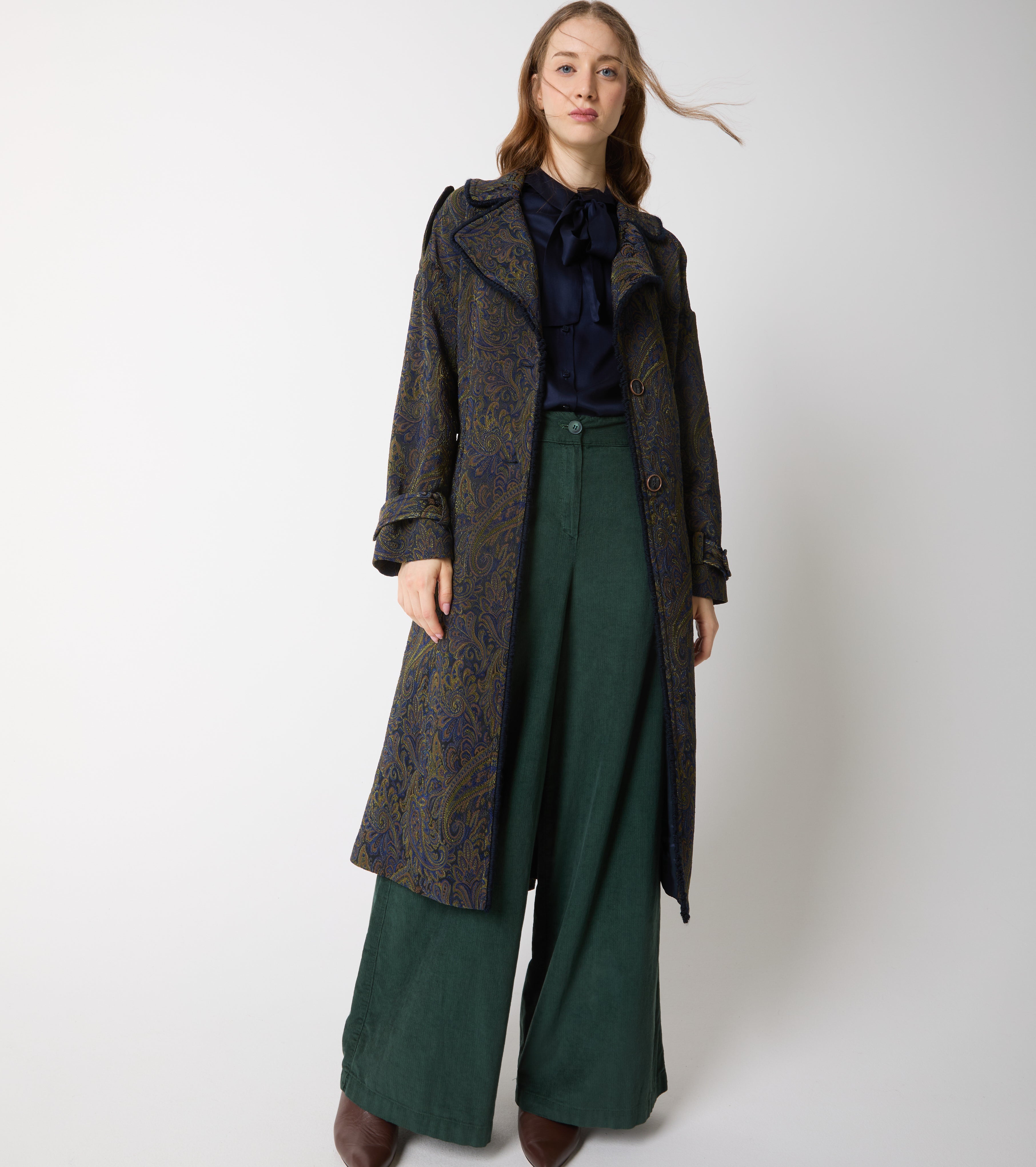 Jacquard-trenchcoat med bælte