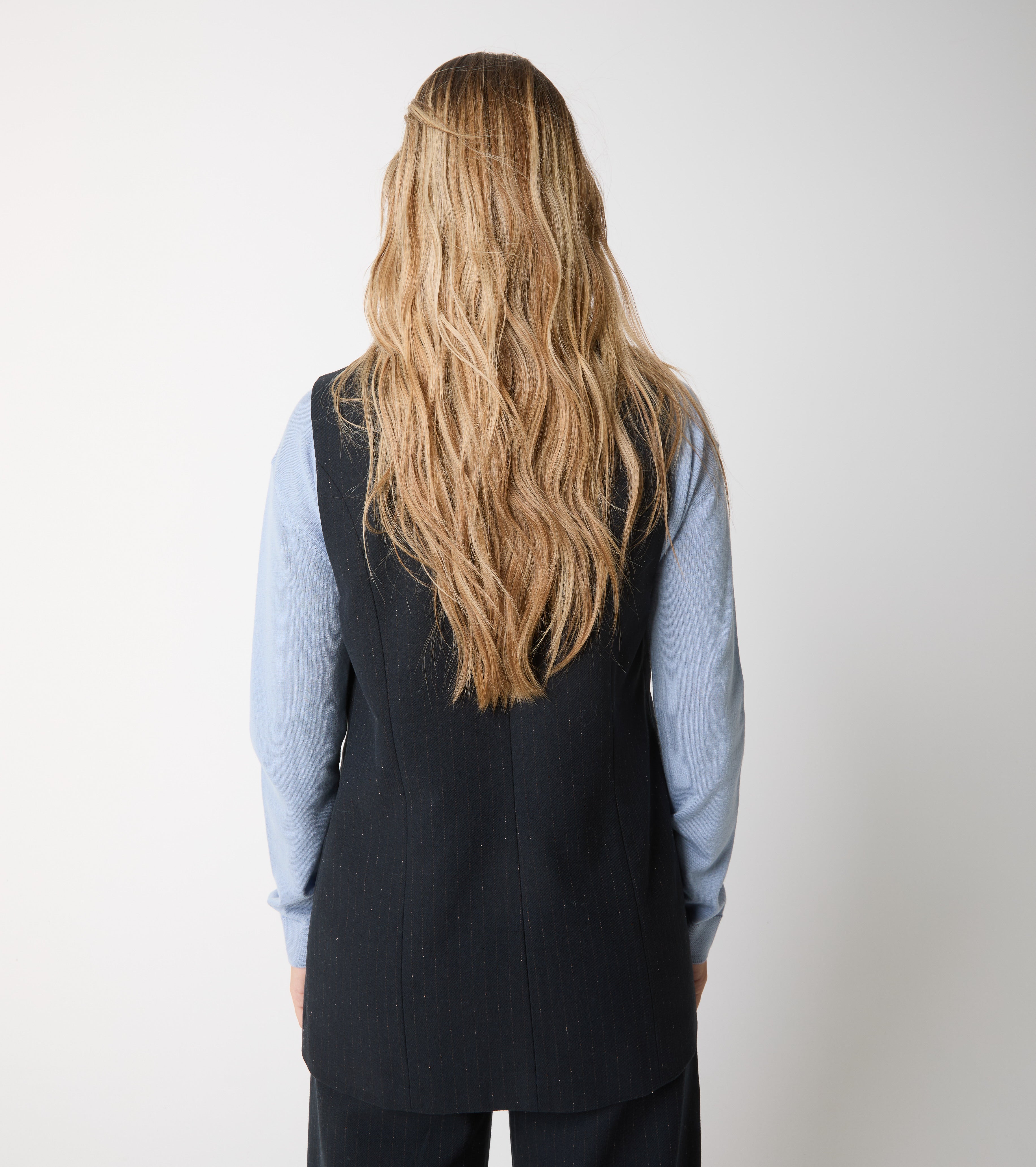 Gilet in lana e cotone gessato