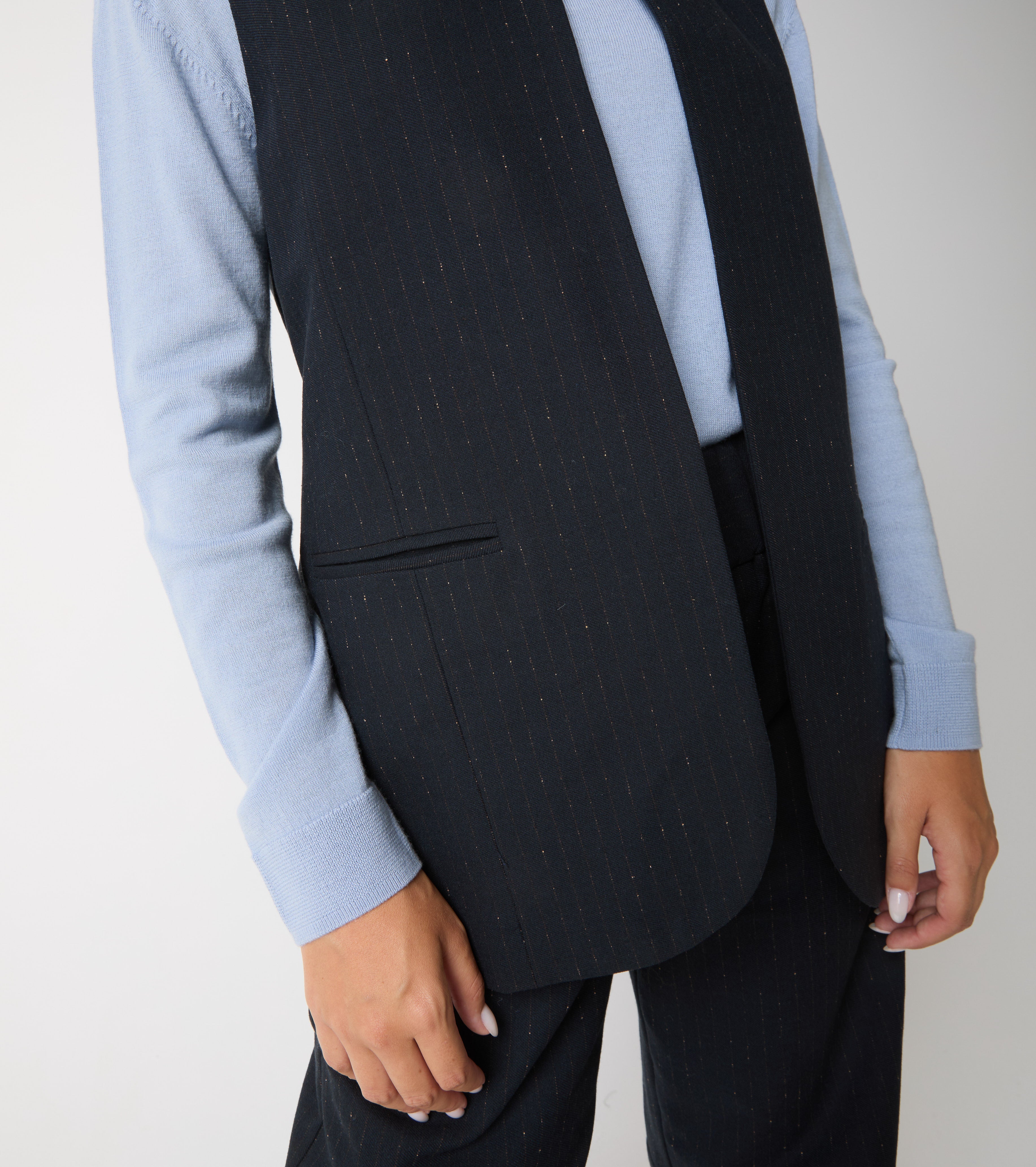 Gilet in lana e cotone gessato