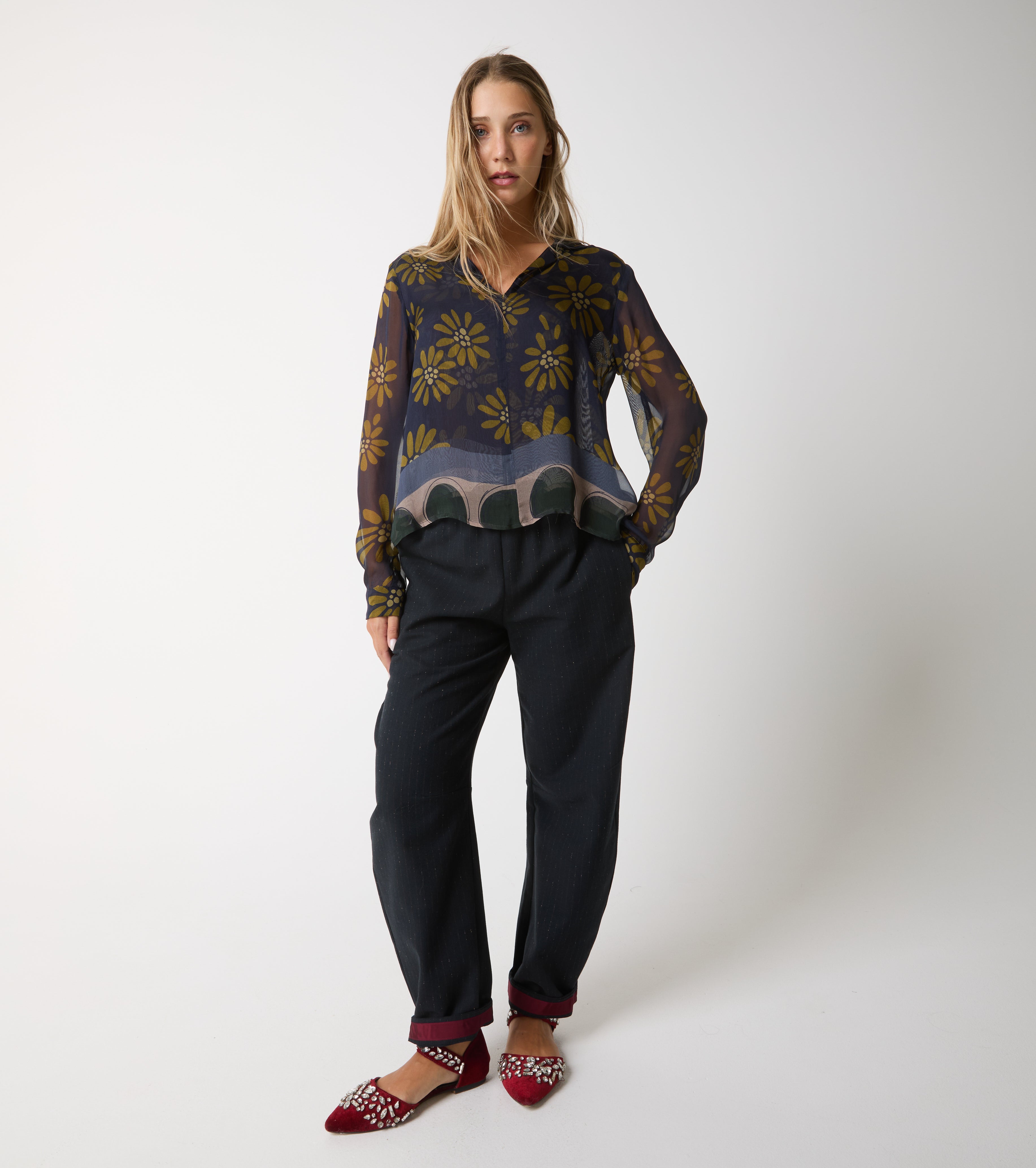 Silk blouse with print