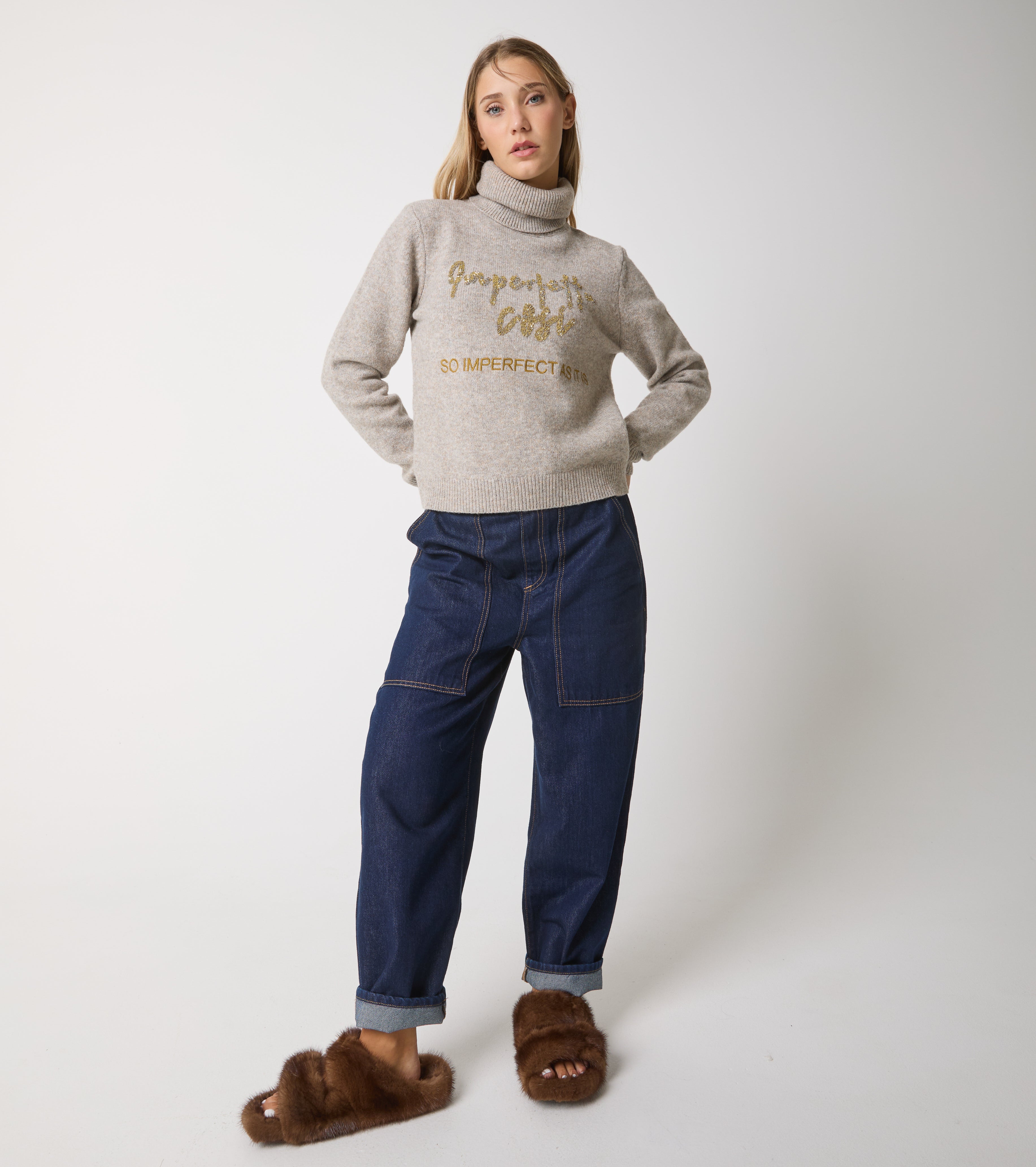 Wool turtleneck with lettering