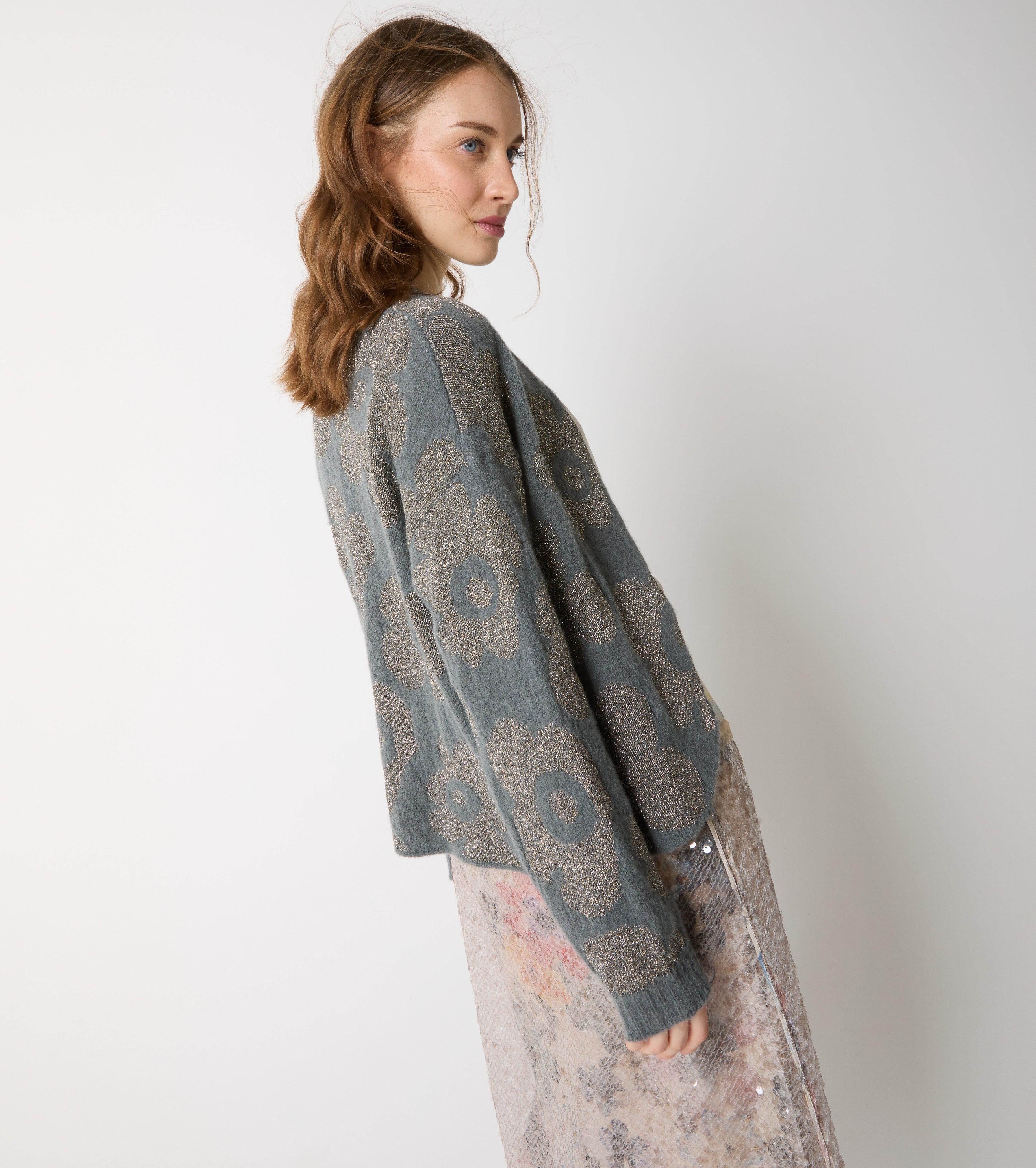 Alpaca and wool jacquard cardigan