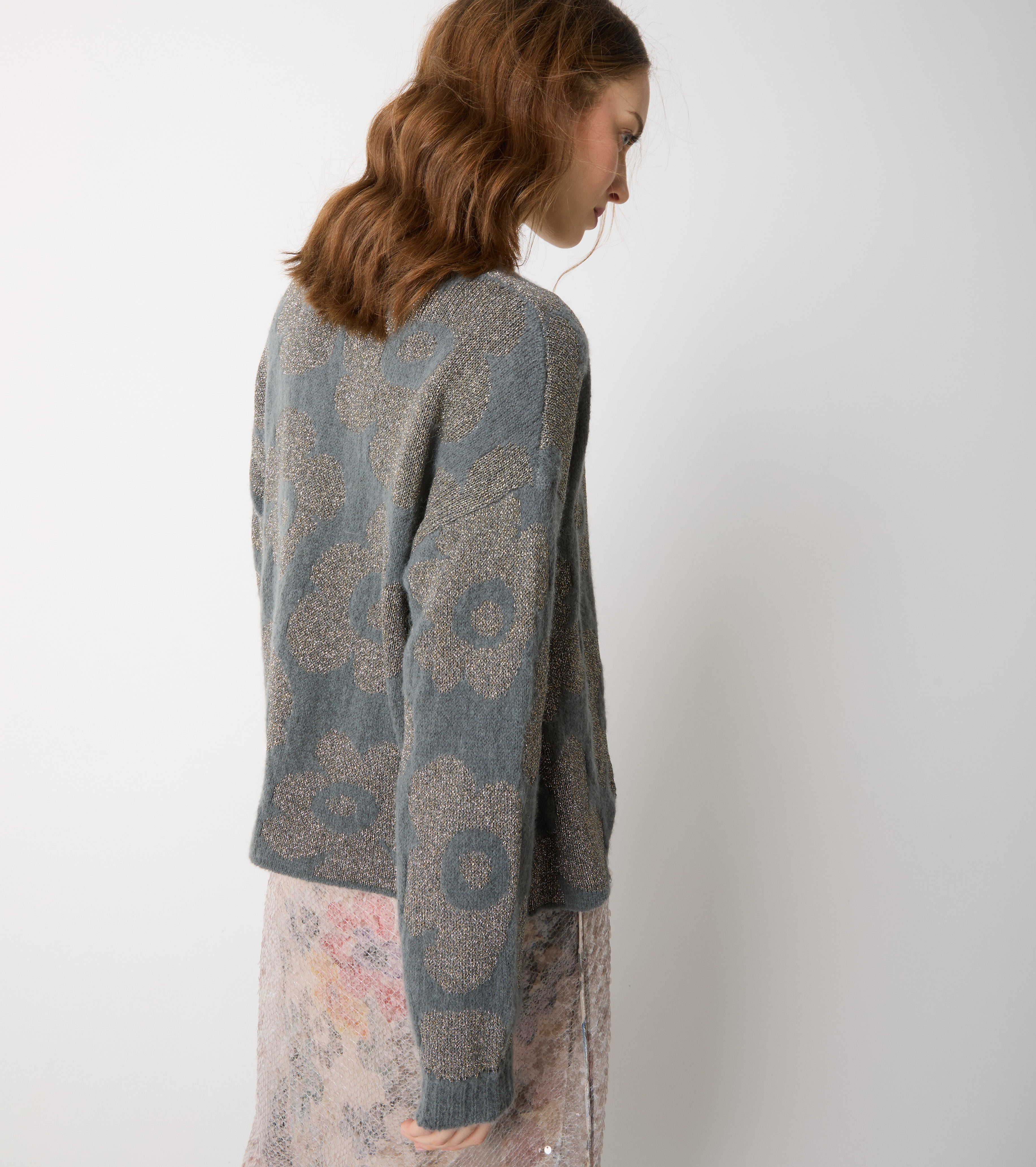 Alpaca and wool jacquard cardigan