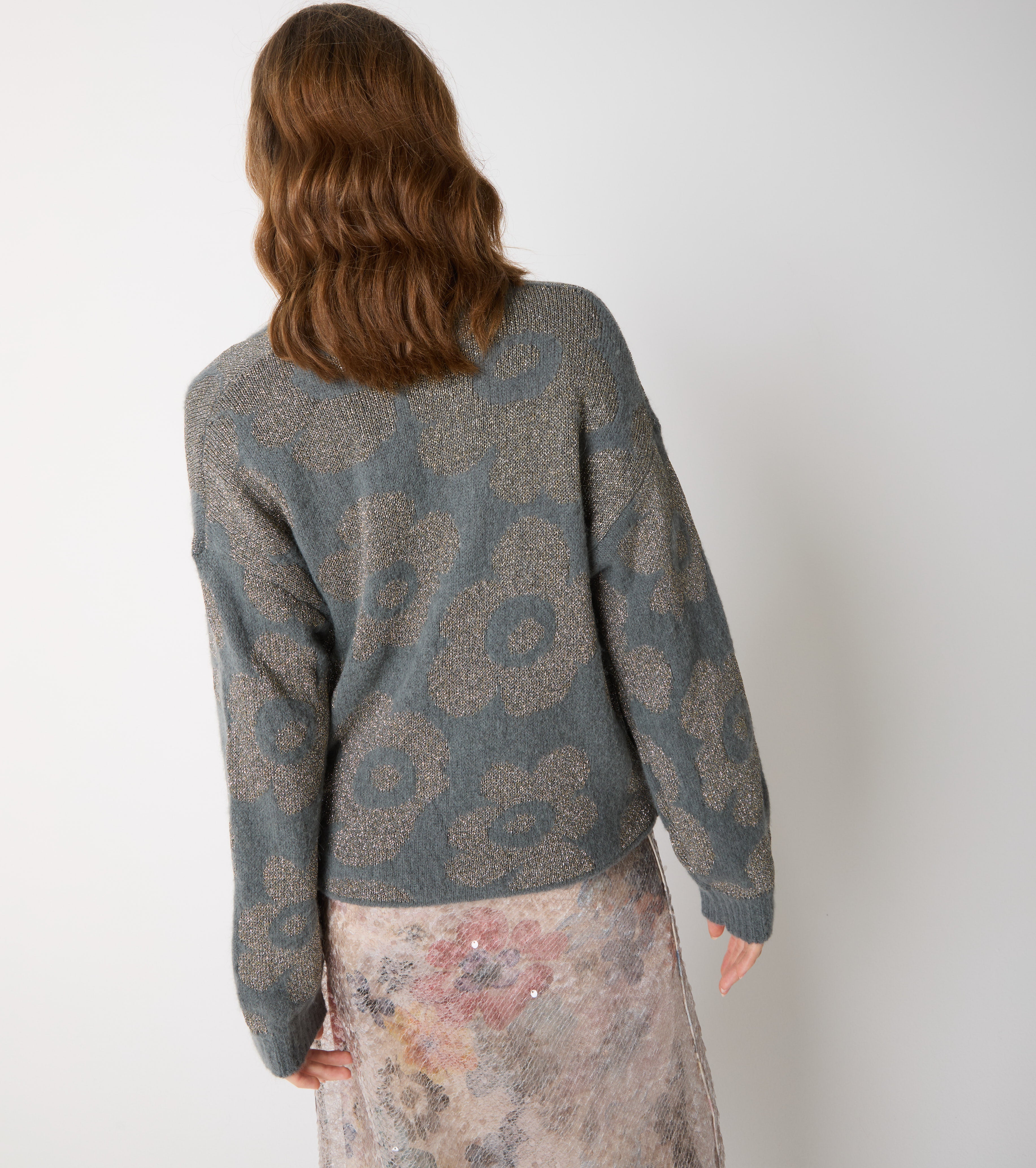 Alpaca and wool jacquard cardigan