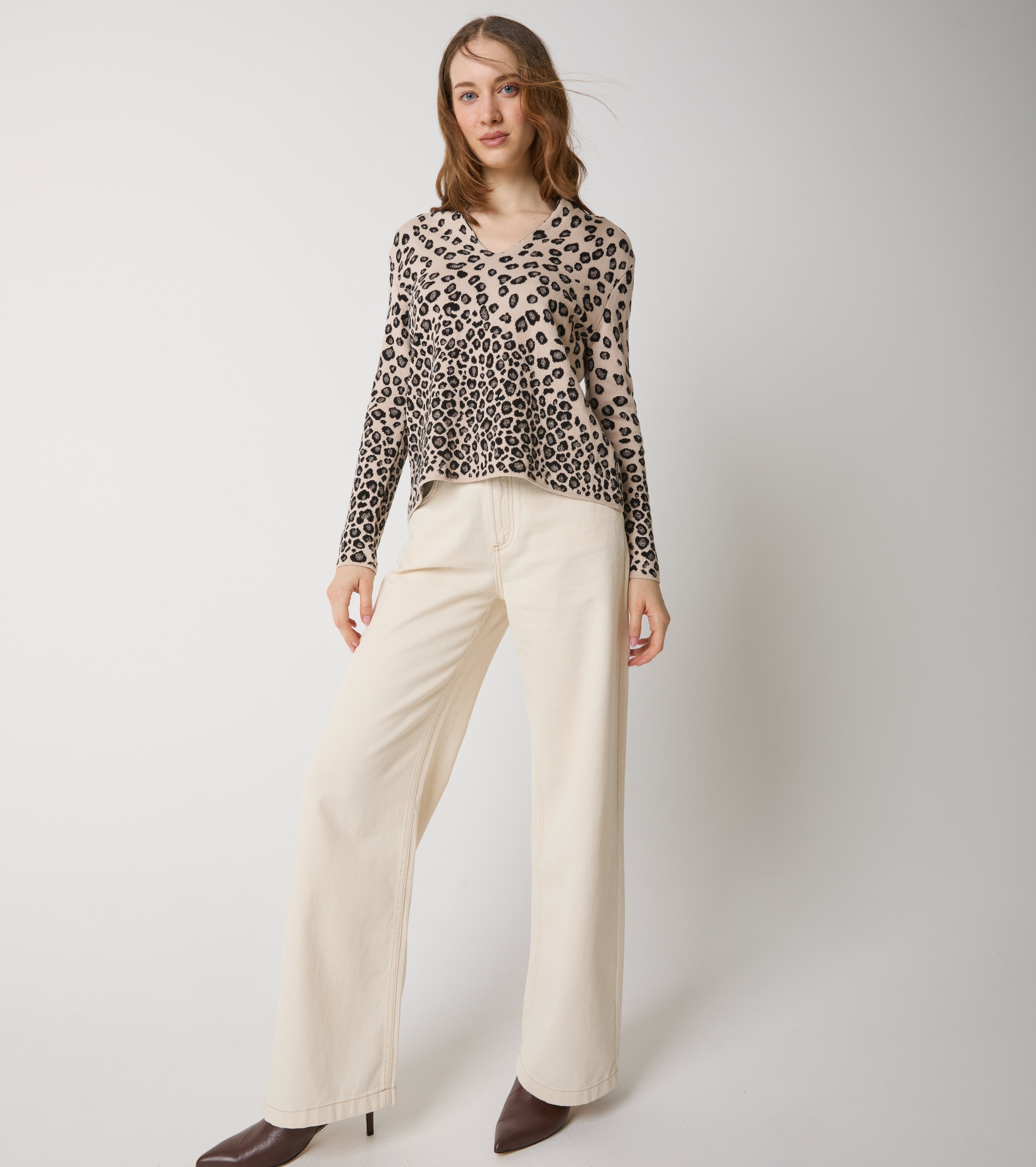 Maglia in cotone e lana jacquard
