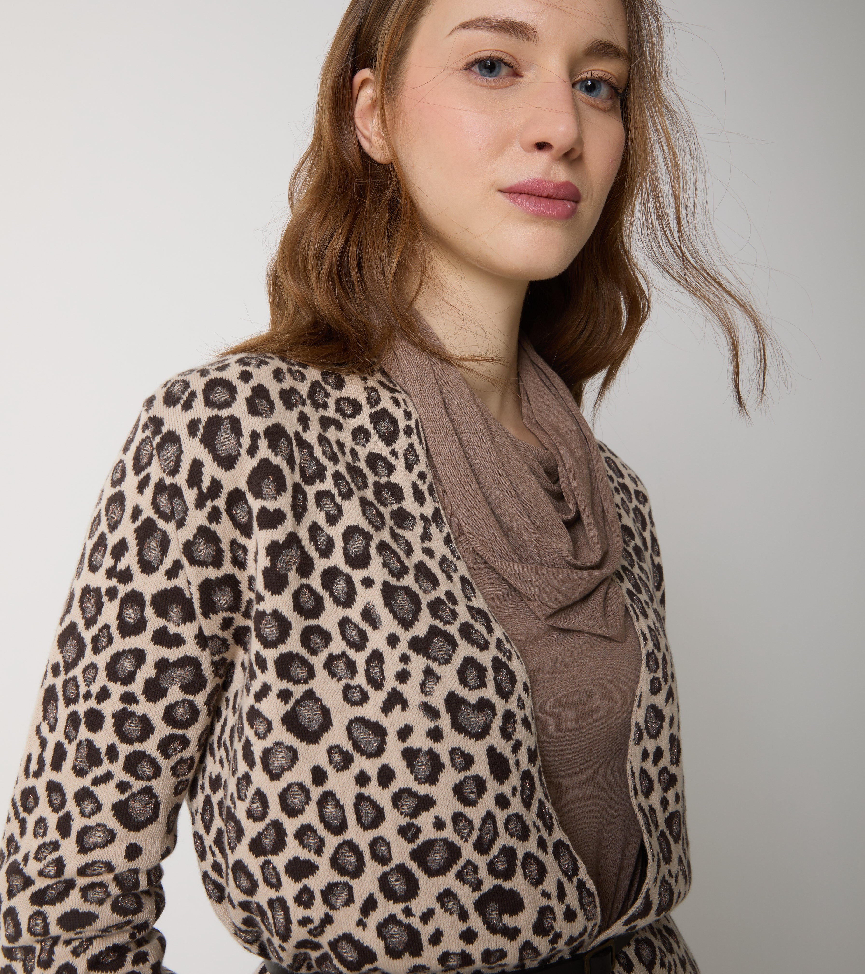 Cotton and wool cardigan with belt