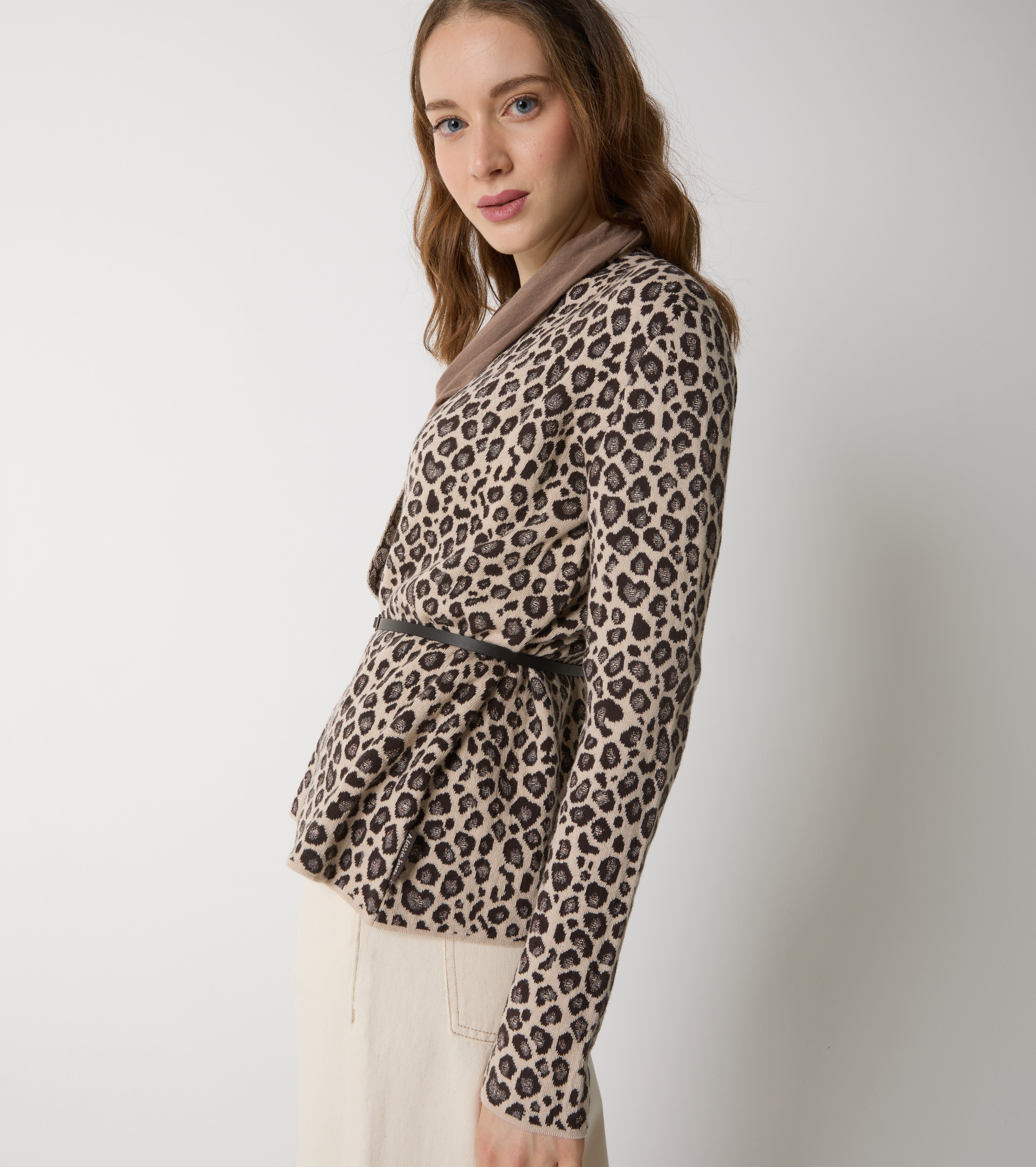 Cotton and wool cardigan with belt