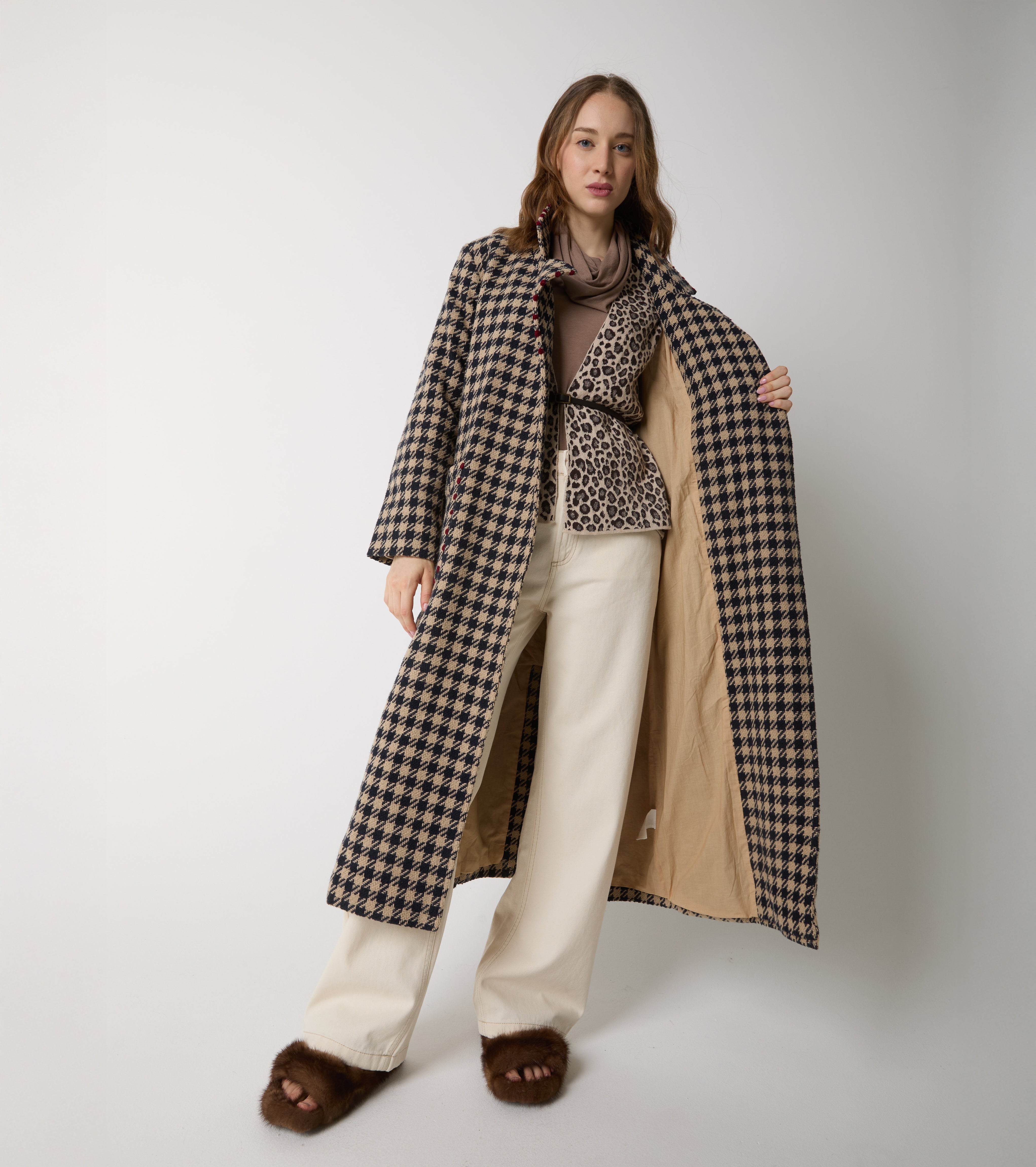 Cotton and wool cardigan with belt