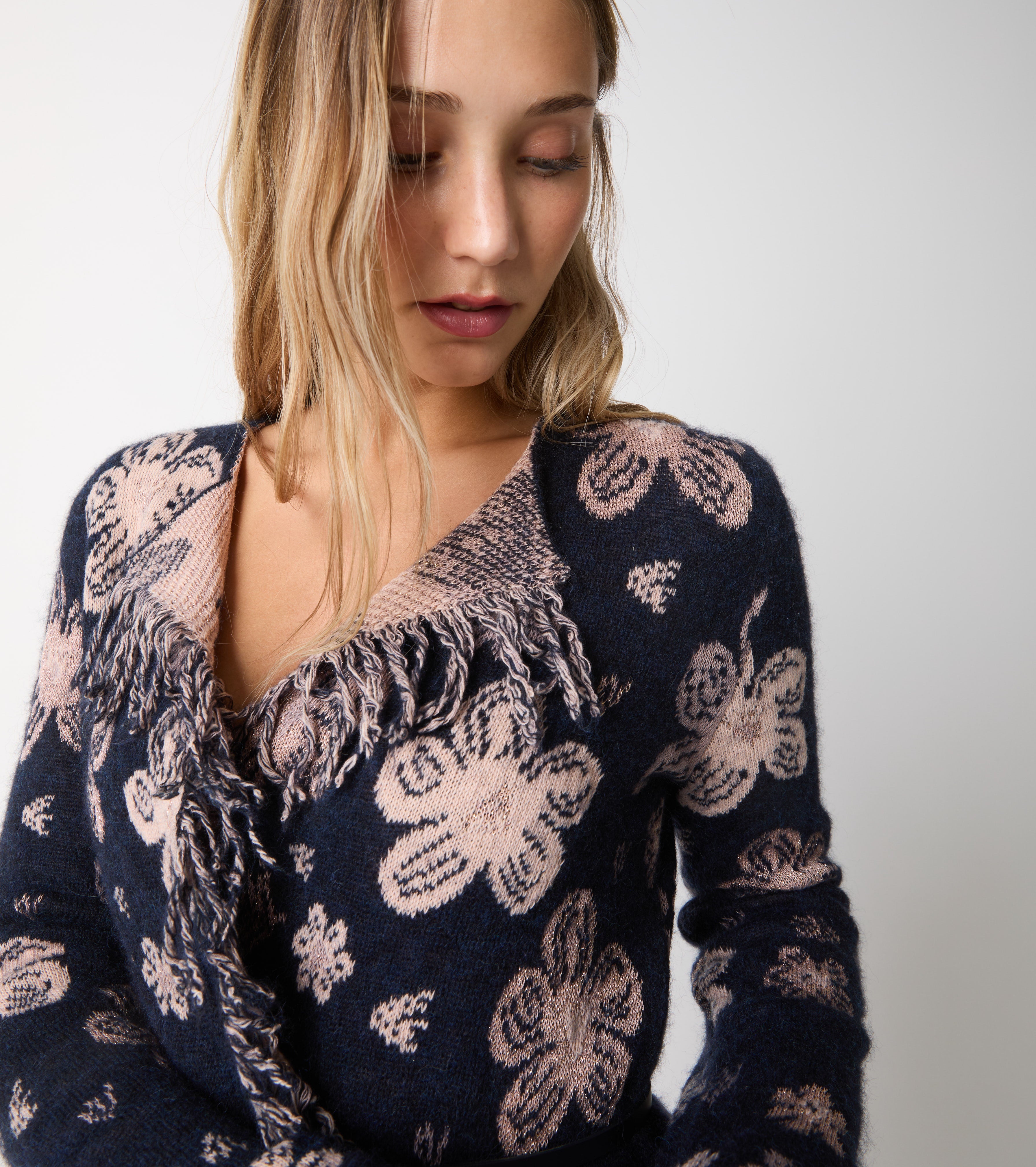 Alpaca and cashmere jacquard cardigan