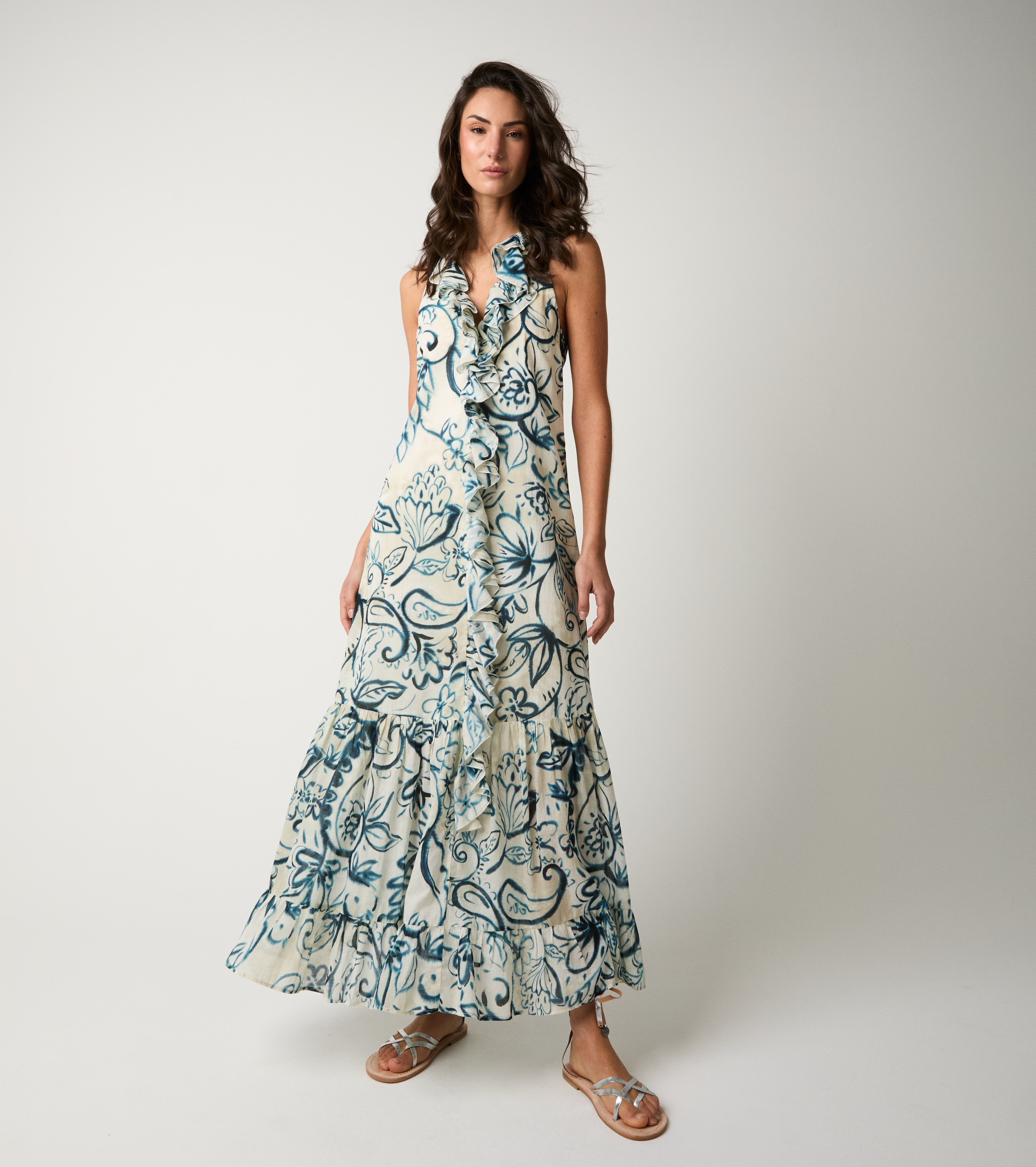 Floral dress with flower ruffles
