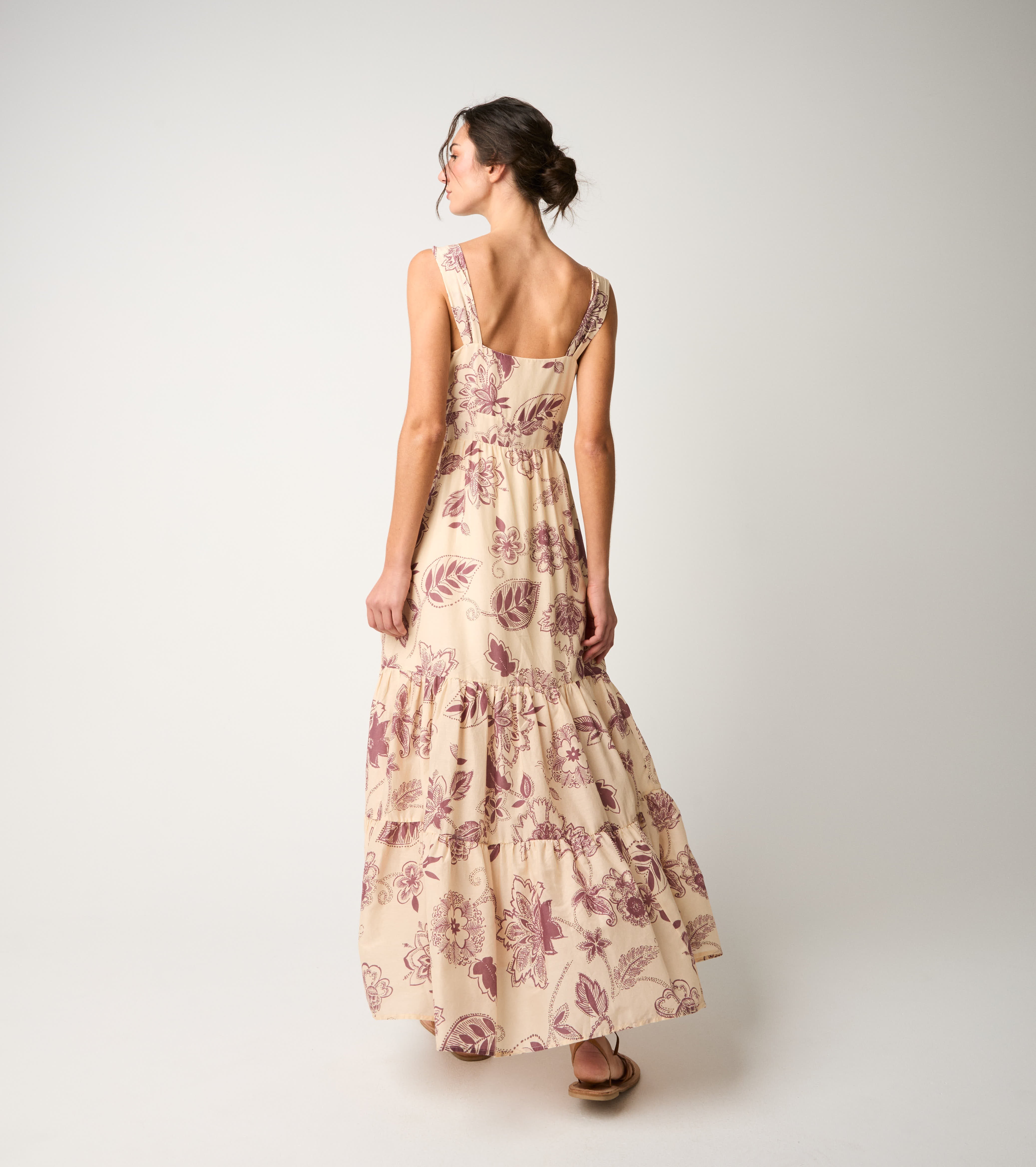 Abito paisley floreale con spalline wine