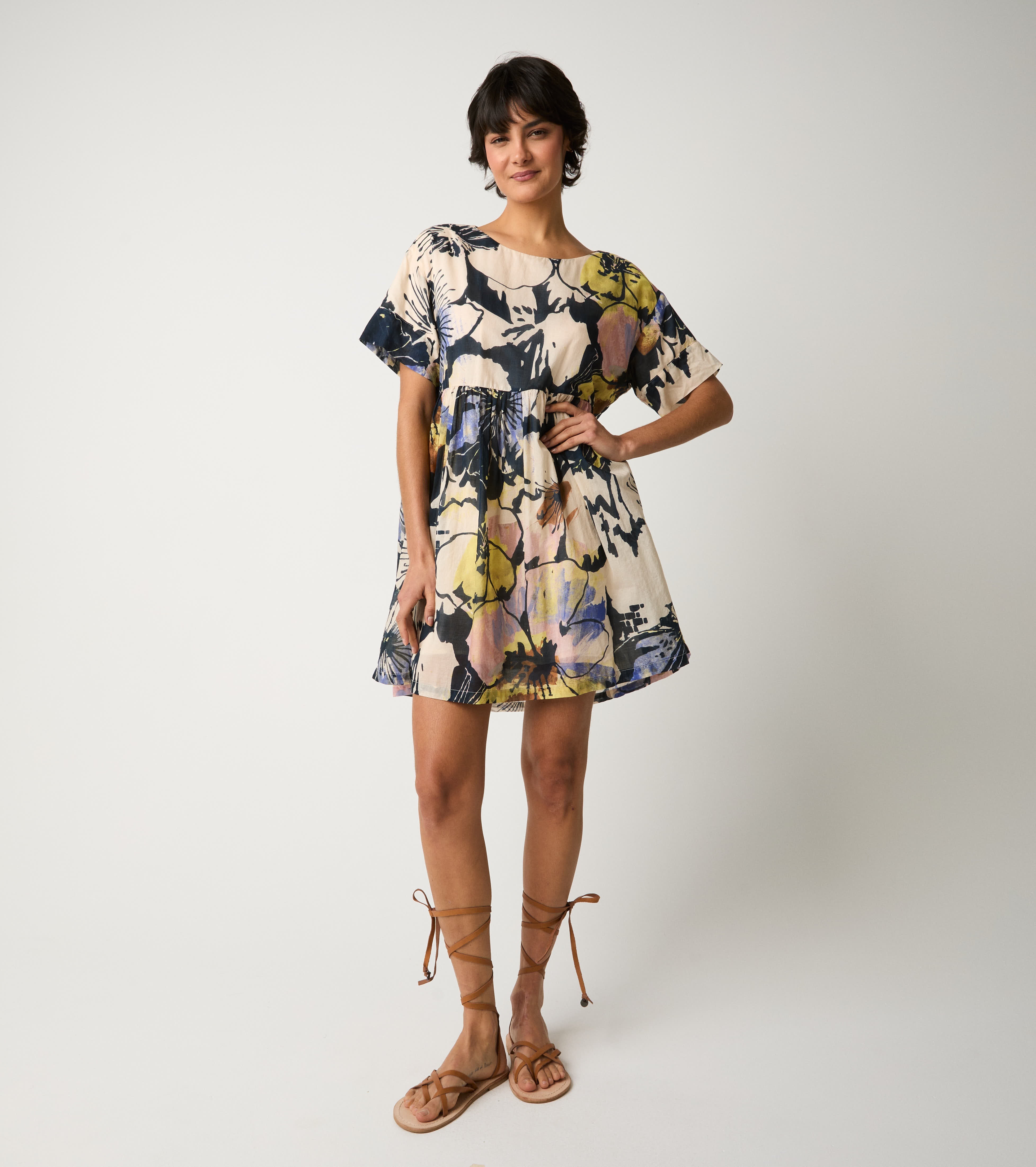 Short cotton floral dress