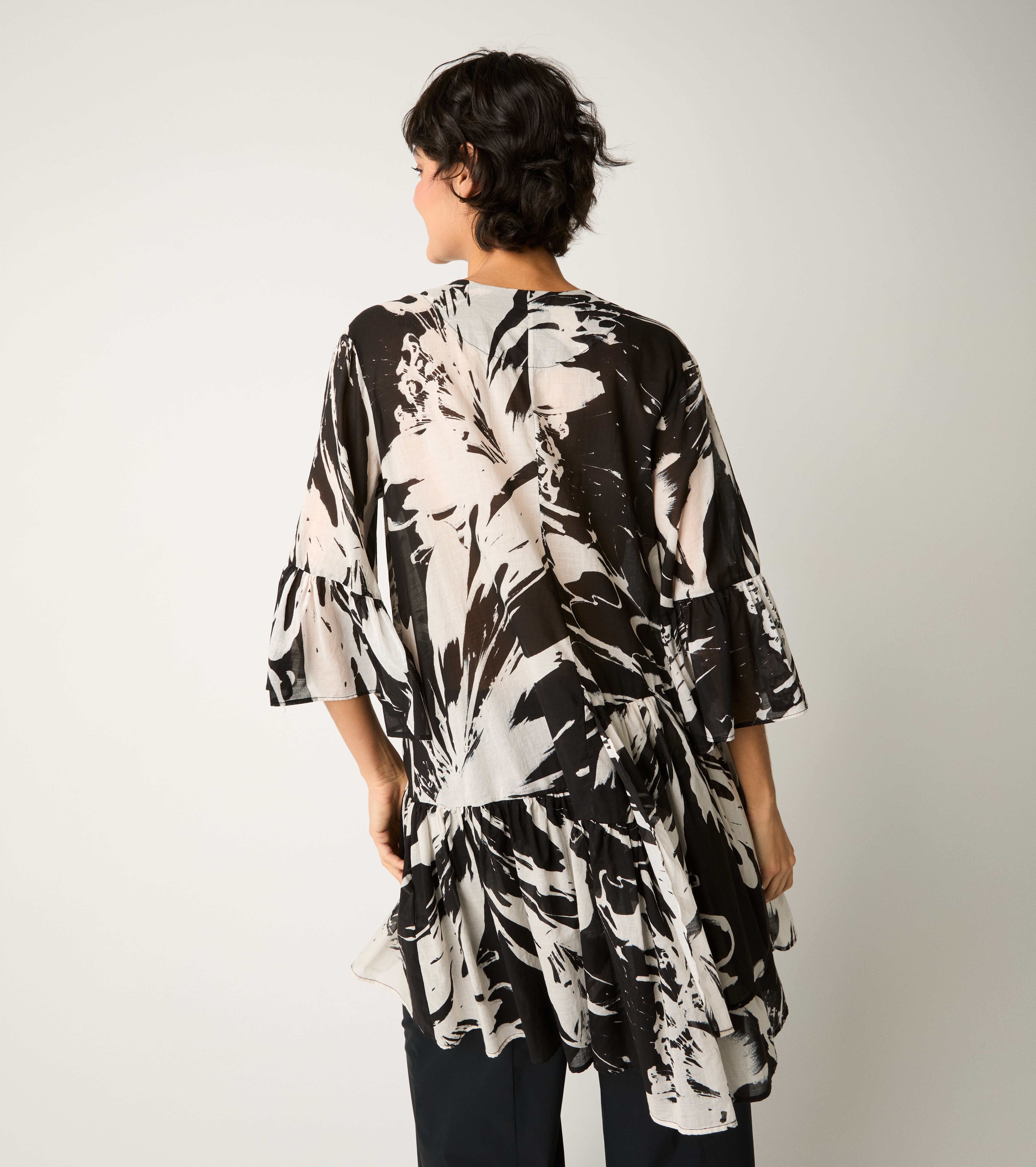 Flower printed cotton short dress