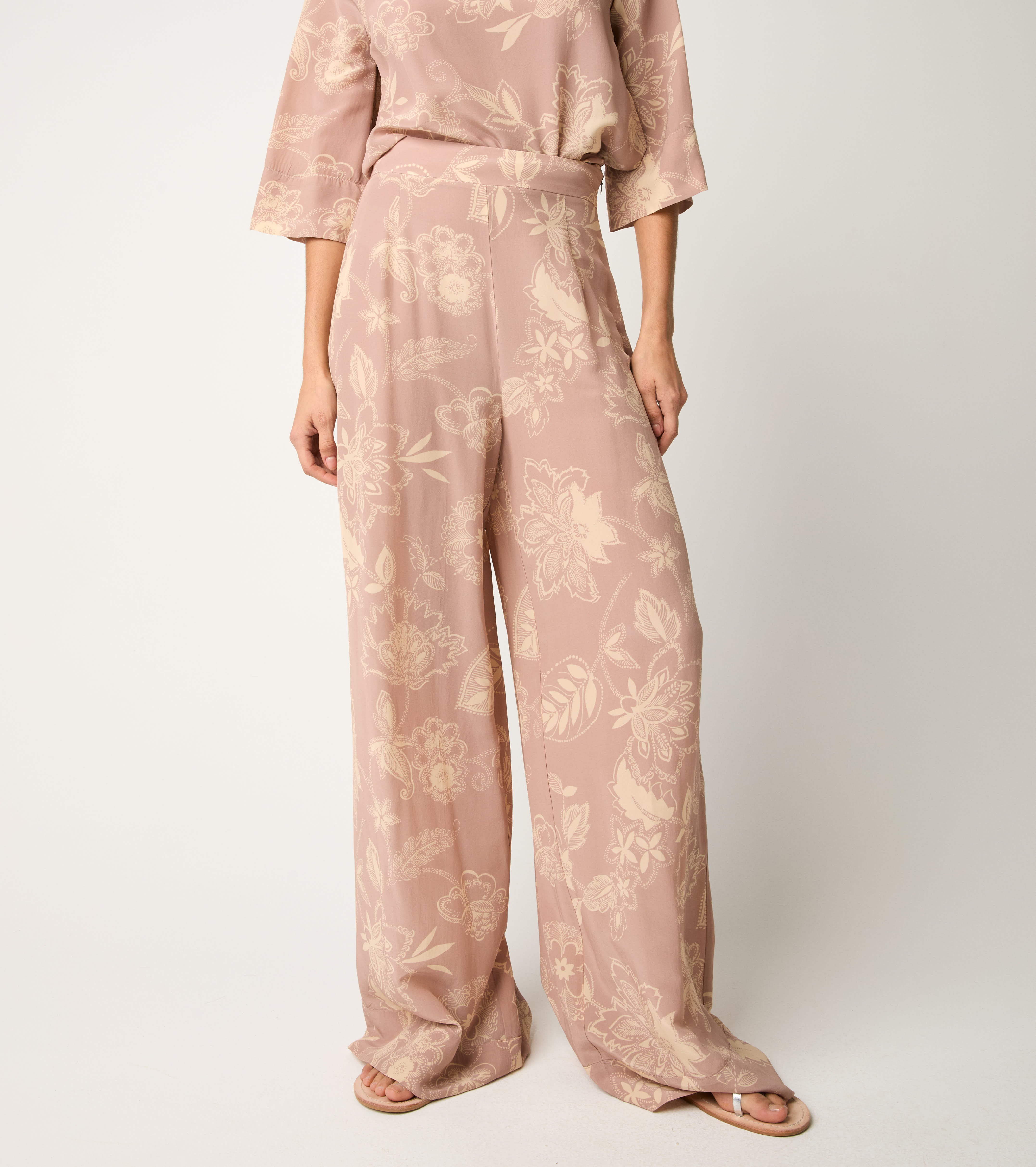 Pantaloni con stampa paisley floreale fiore