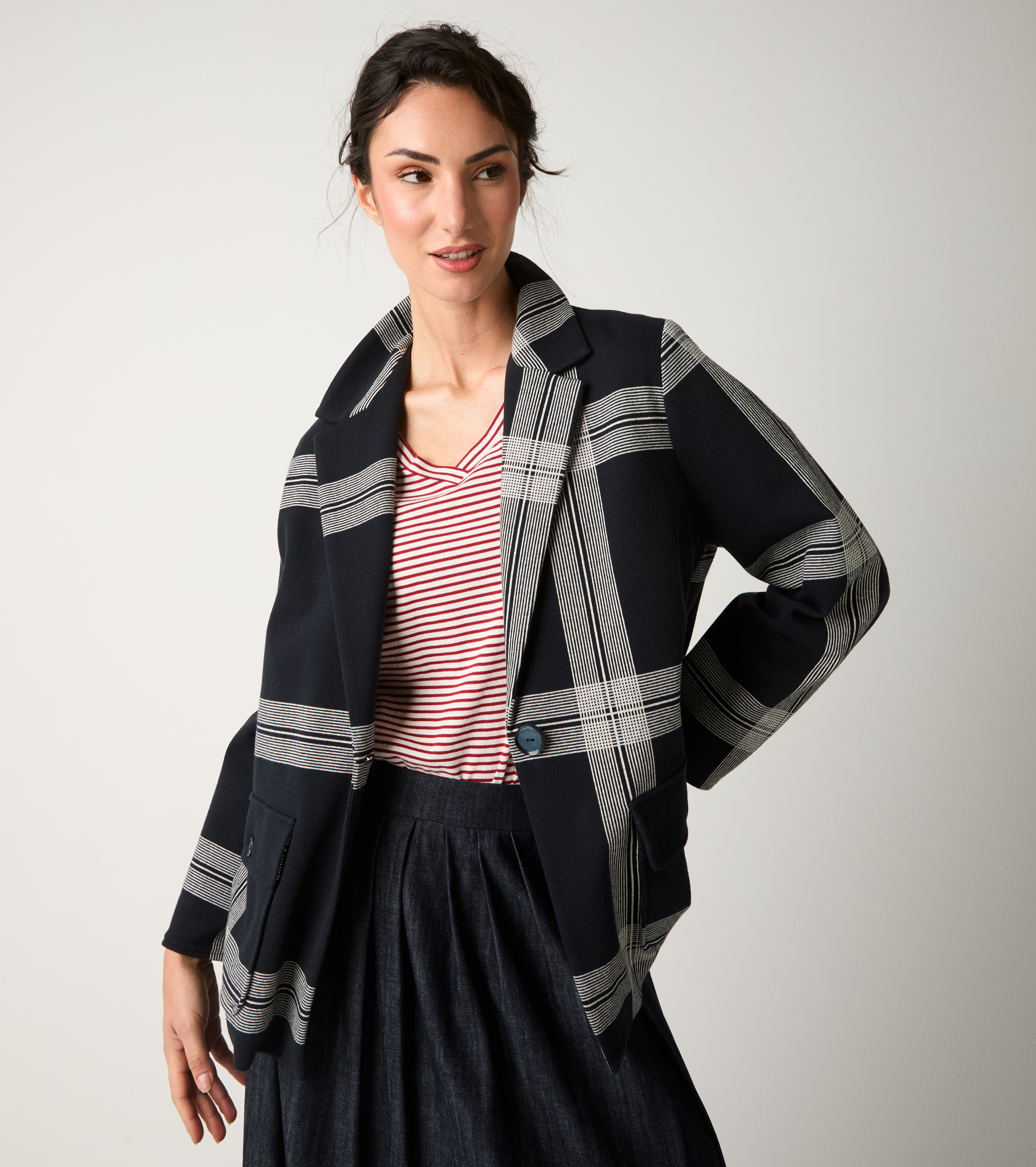 Blazer monopetto in cotone check check
