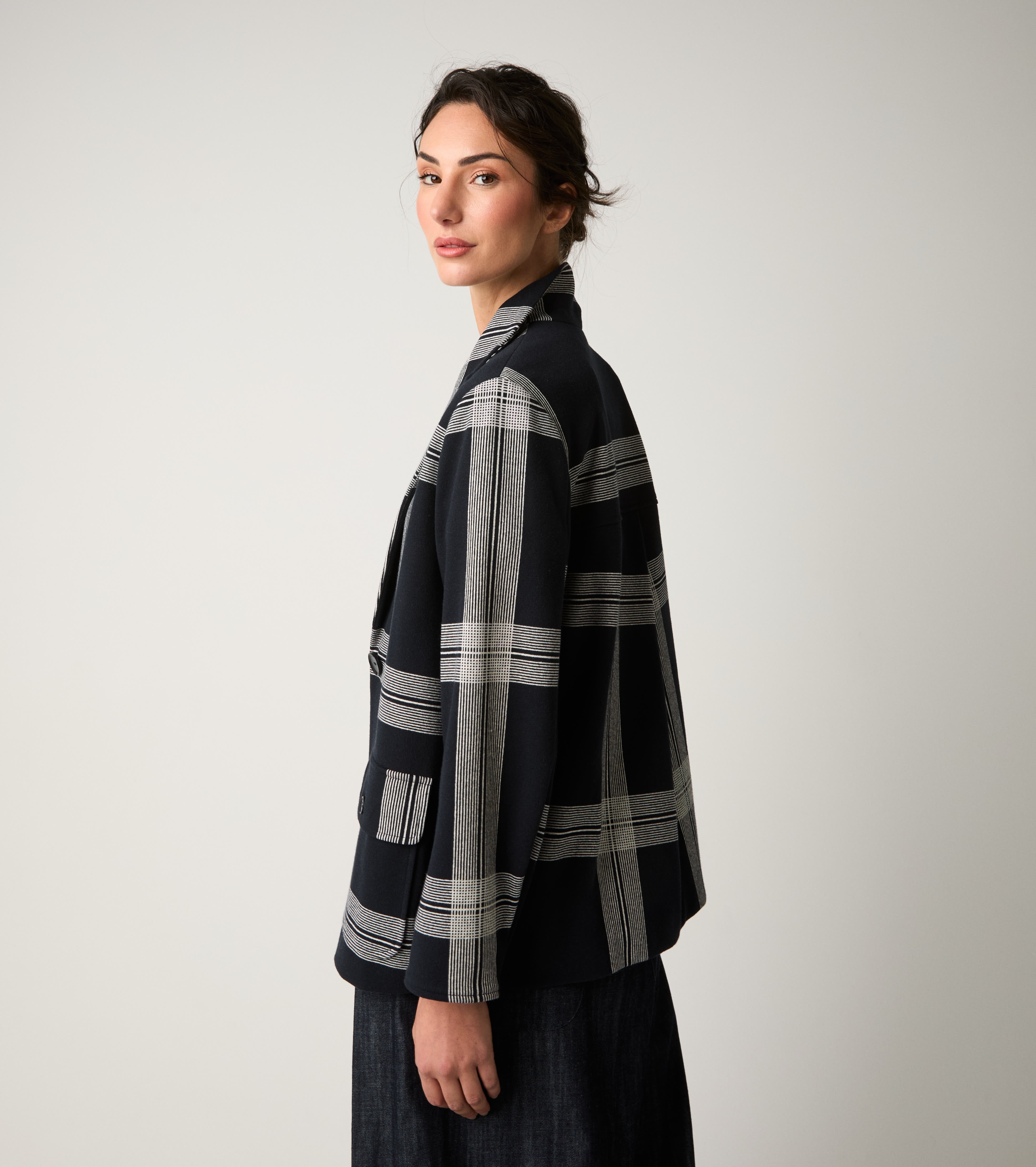 Blazer monopetto in cotone check check