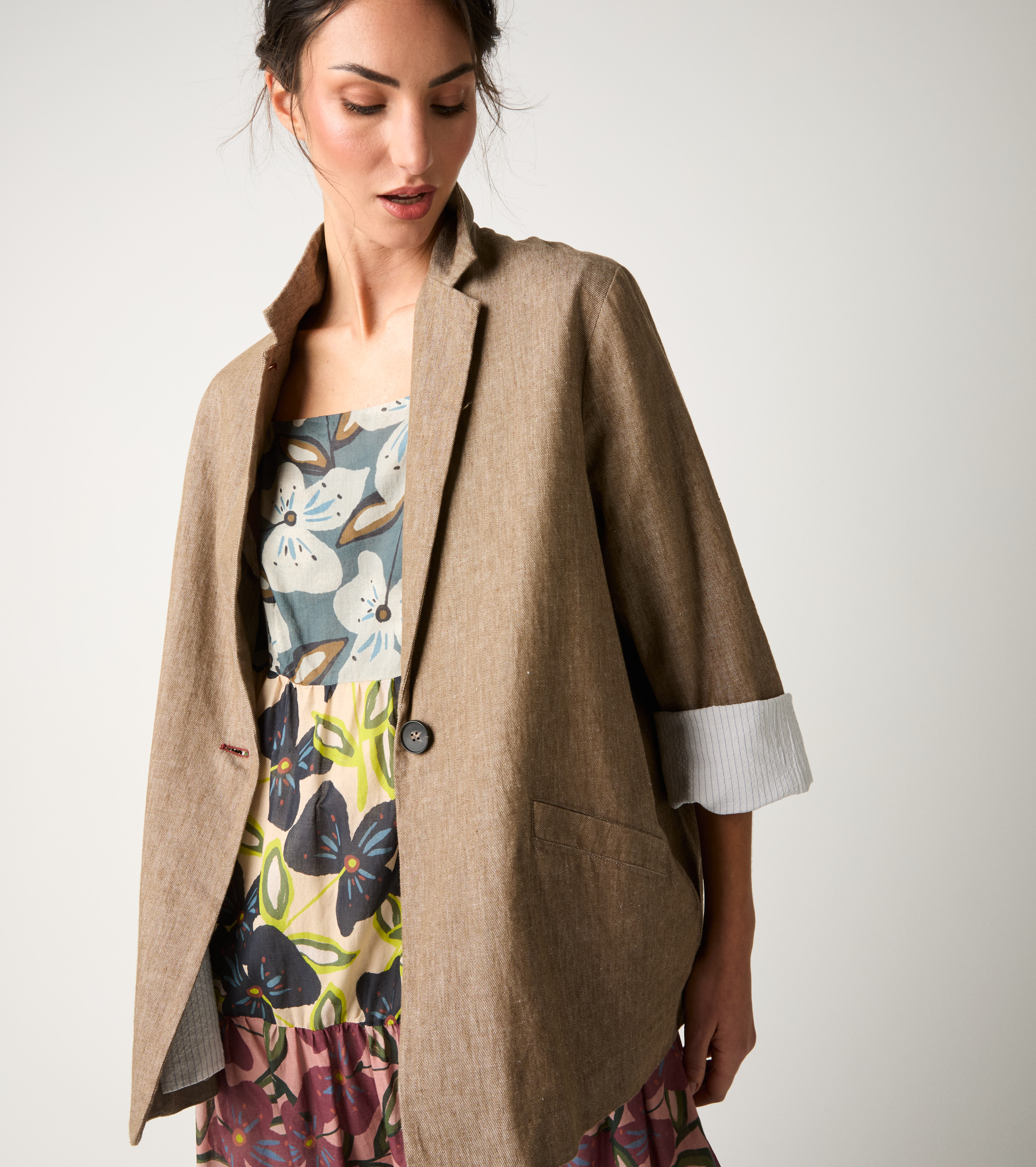 Blazer monopetto con revers classico castoro