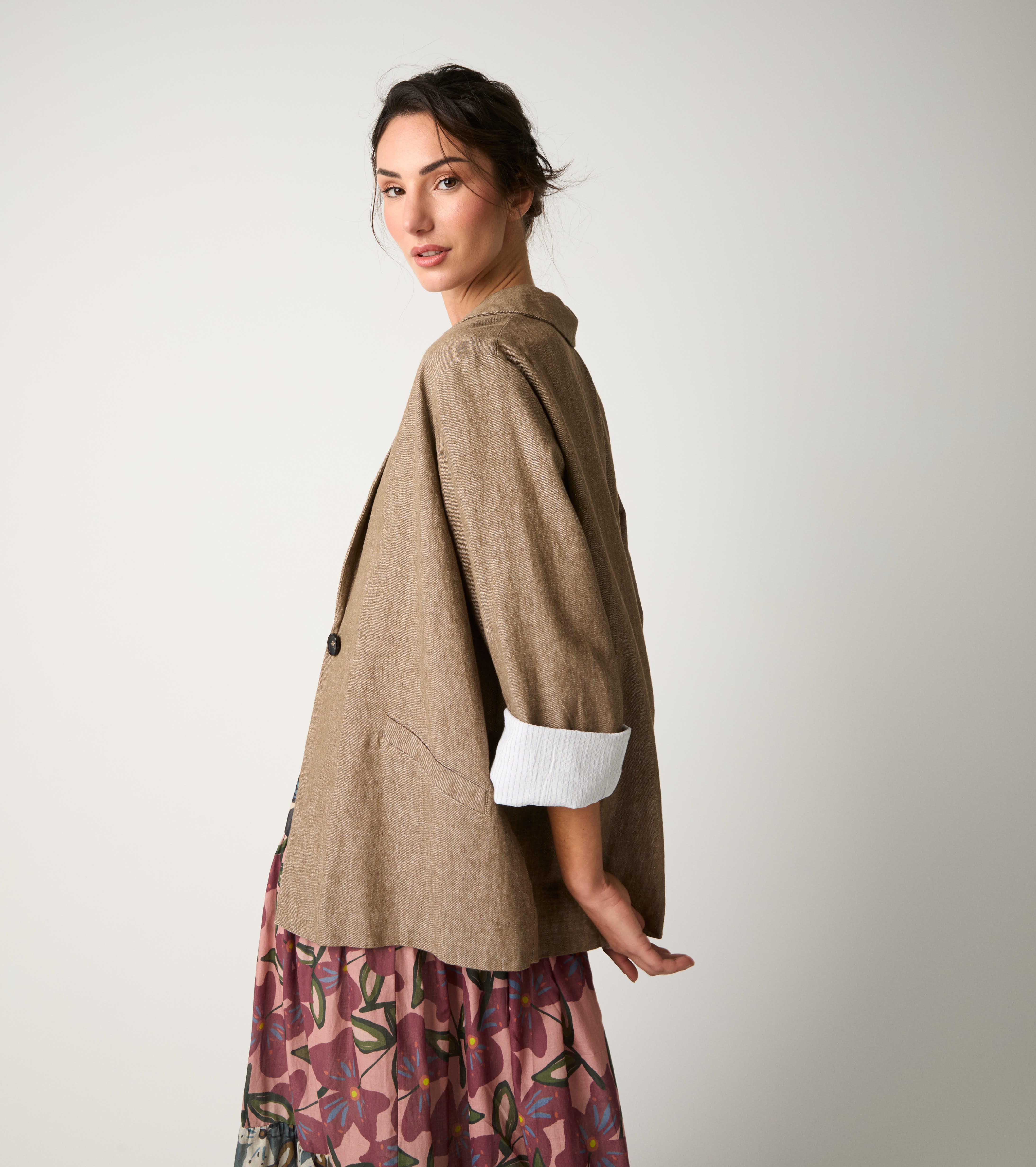 Blazer monopetto con revers classico castoro