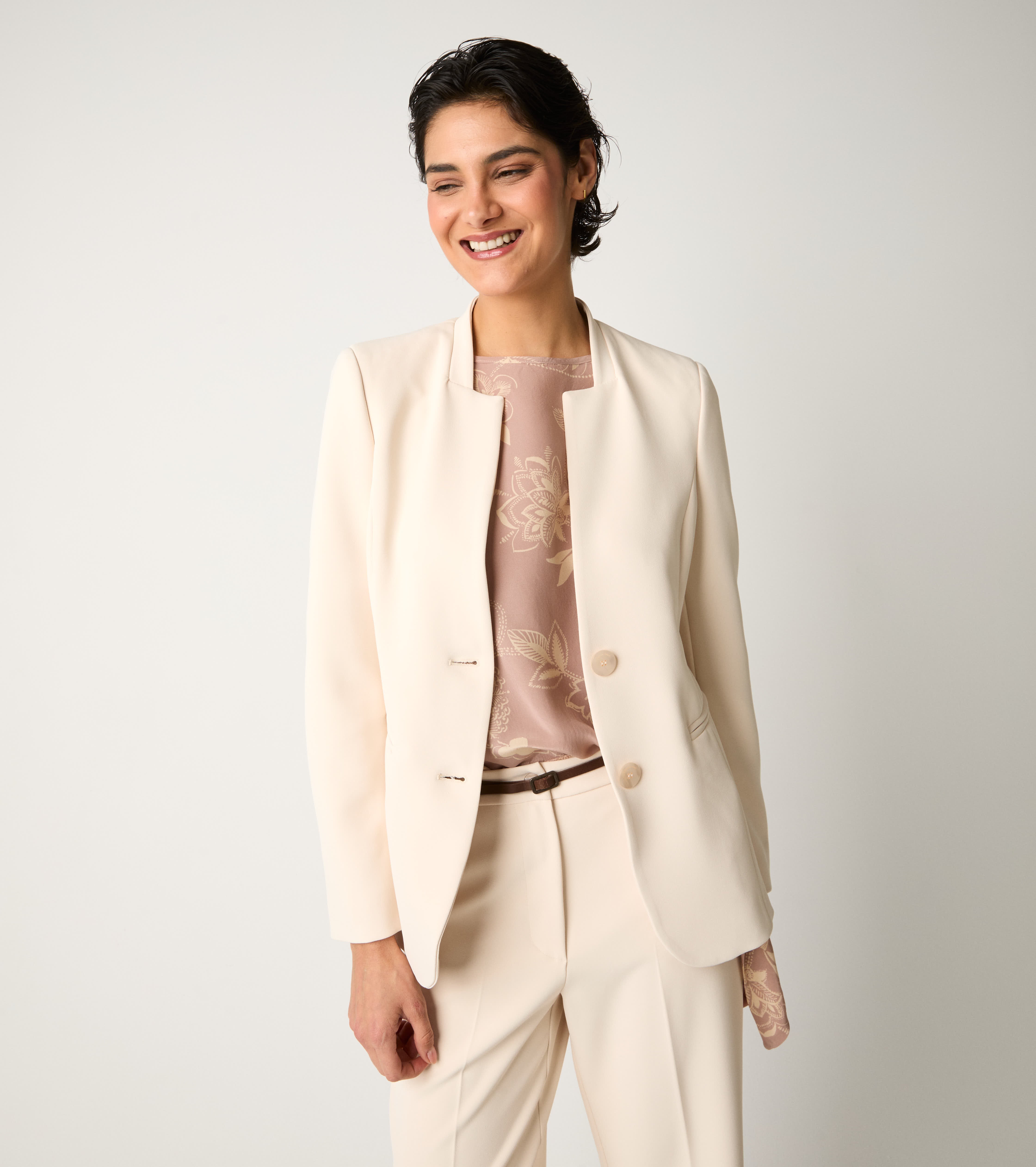 Blazer monopetto con scollo a V  champagne