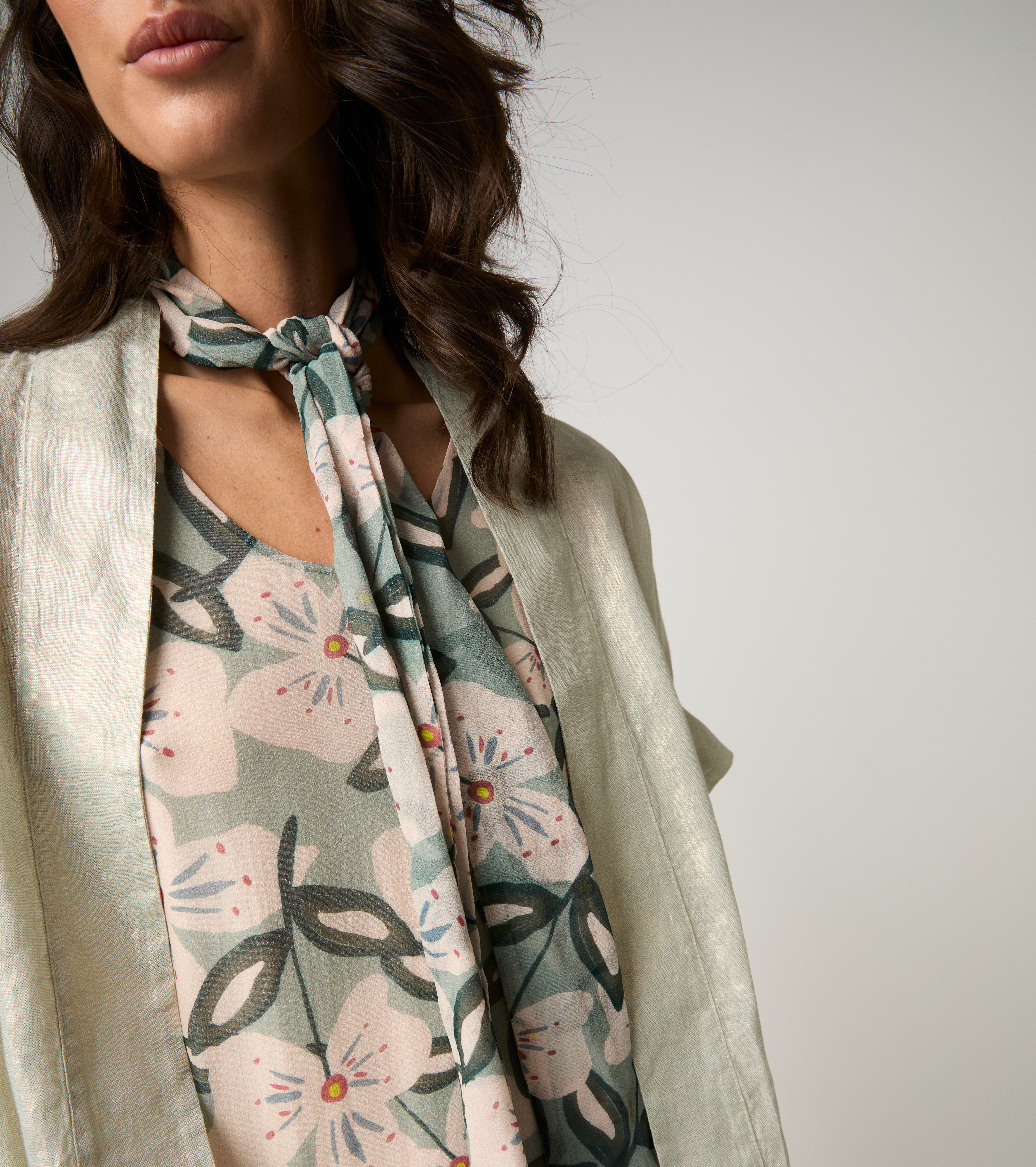 Kimono jacket with short sleeves sage