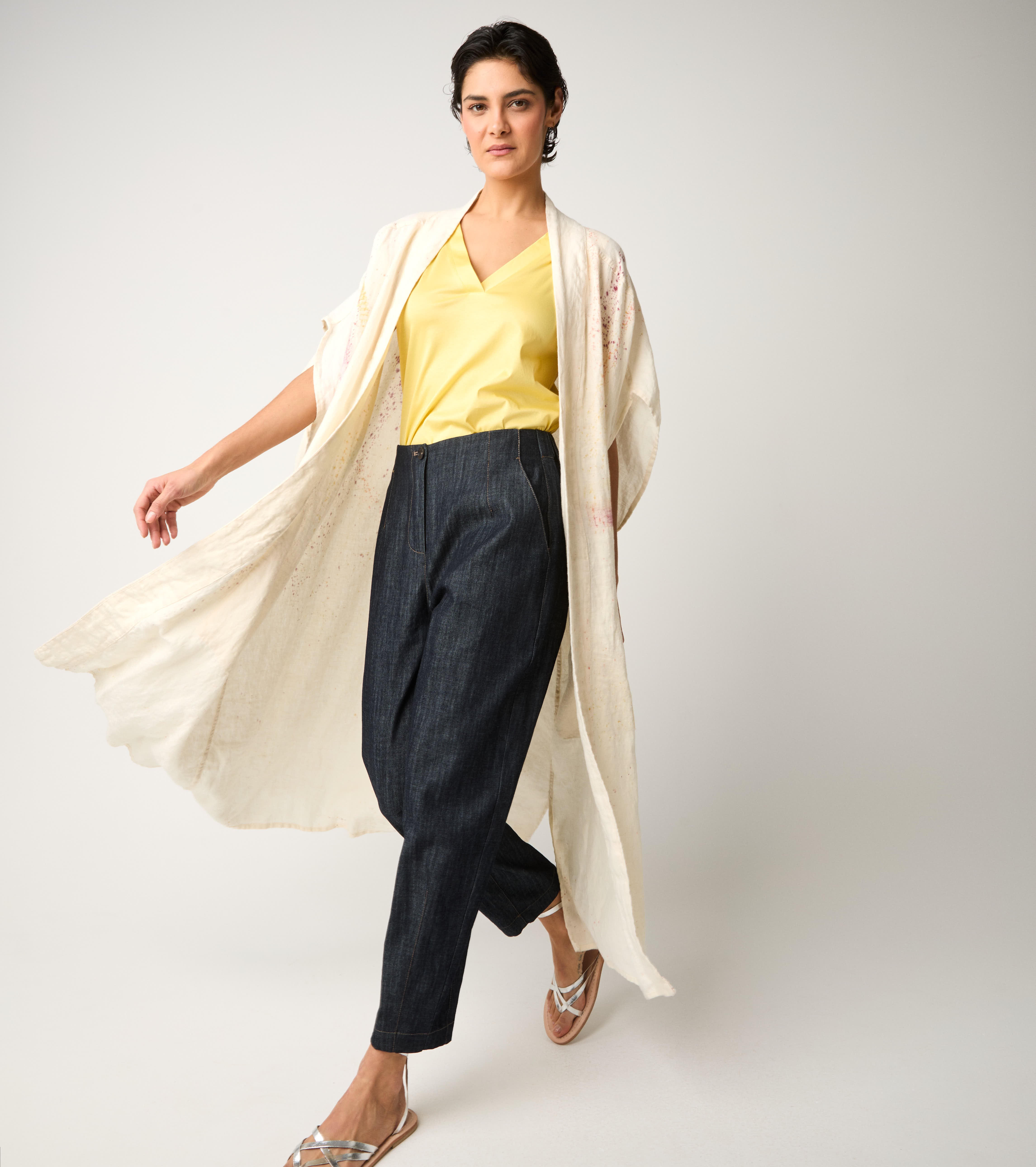 Long kimono jacket with tribal print