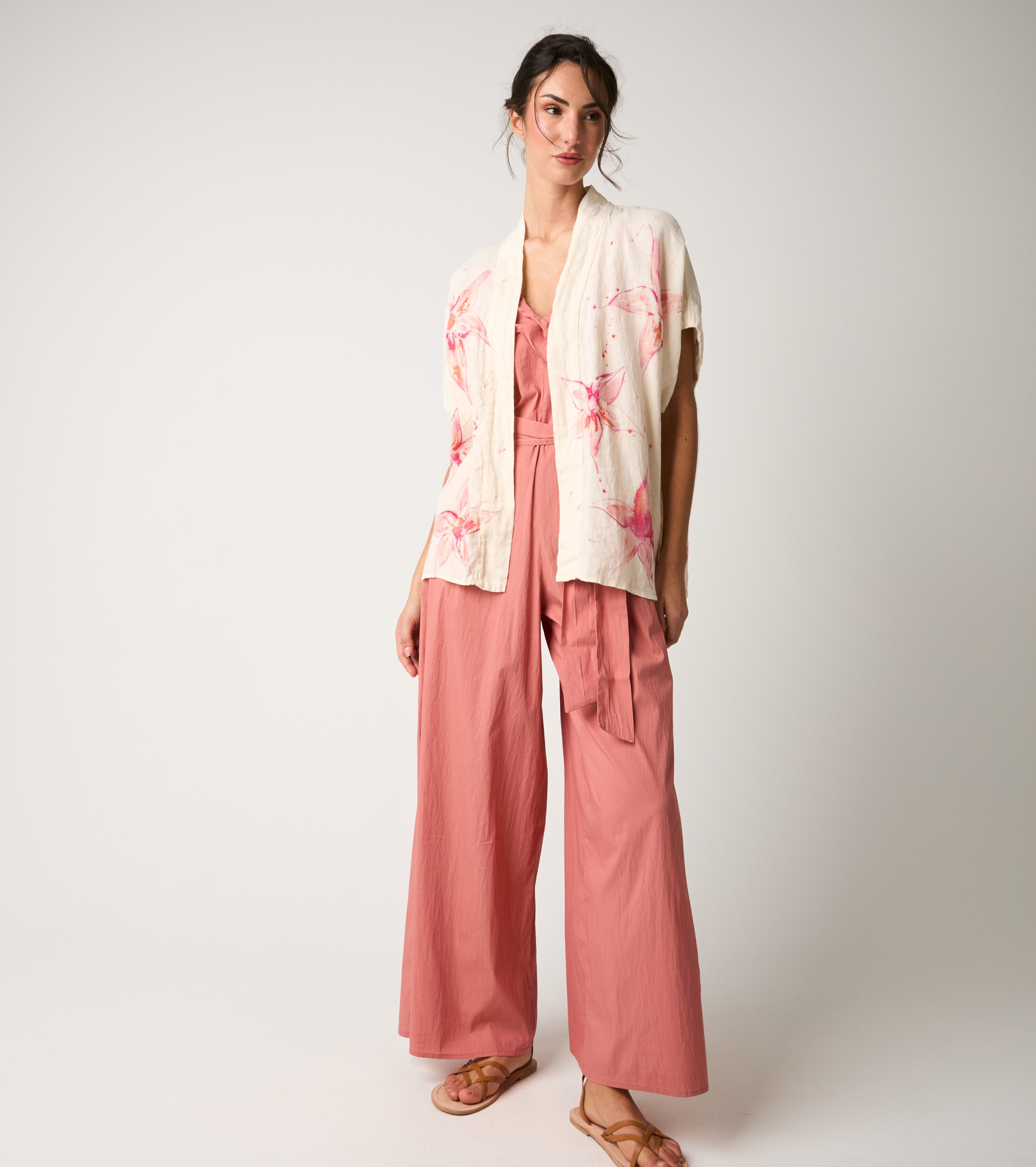 Giacca kimono con stampa floreale fiori