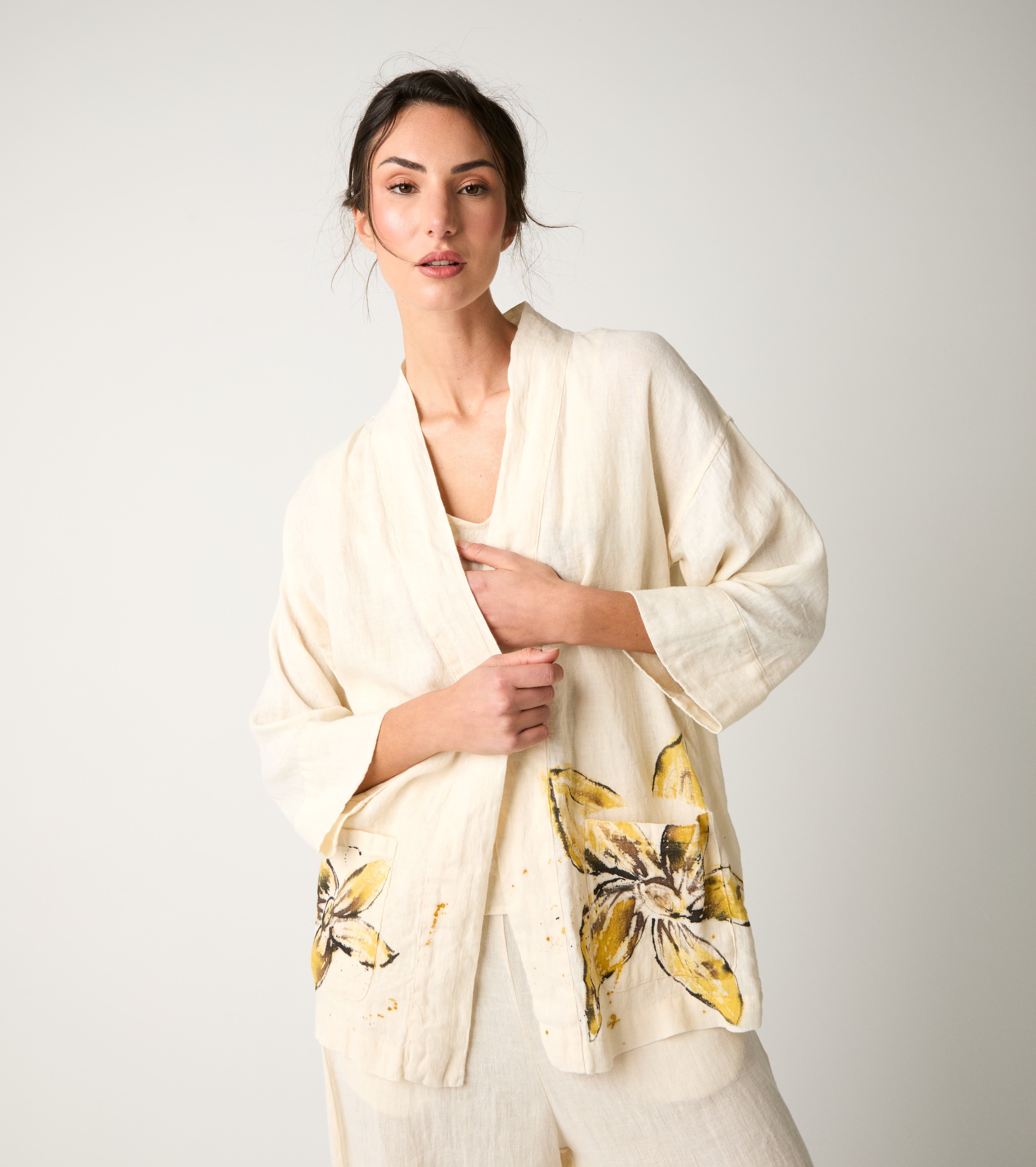 Floral print kimono jacket