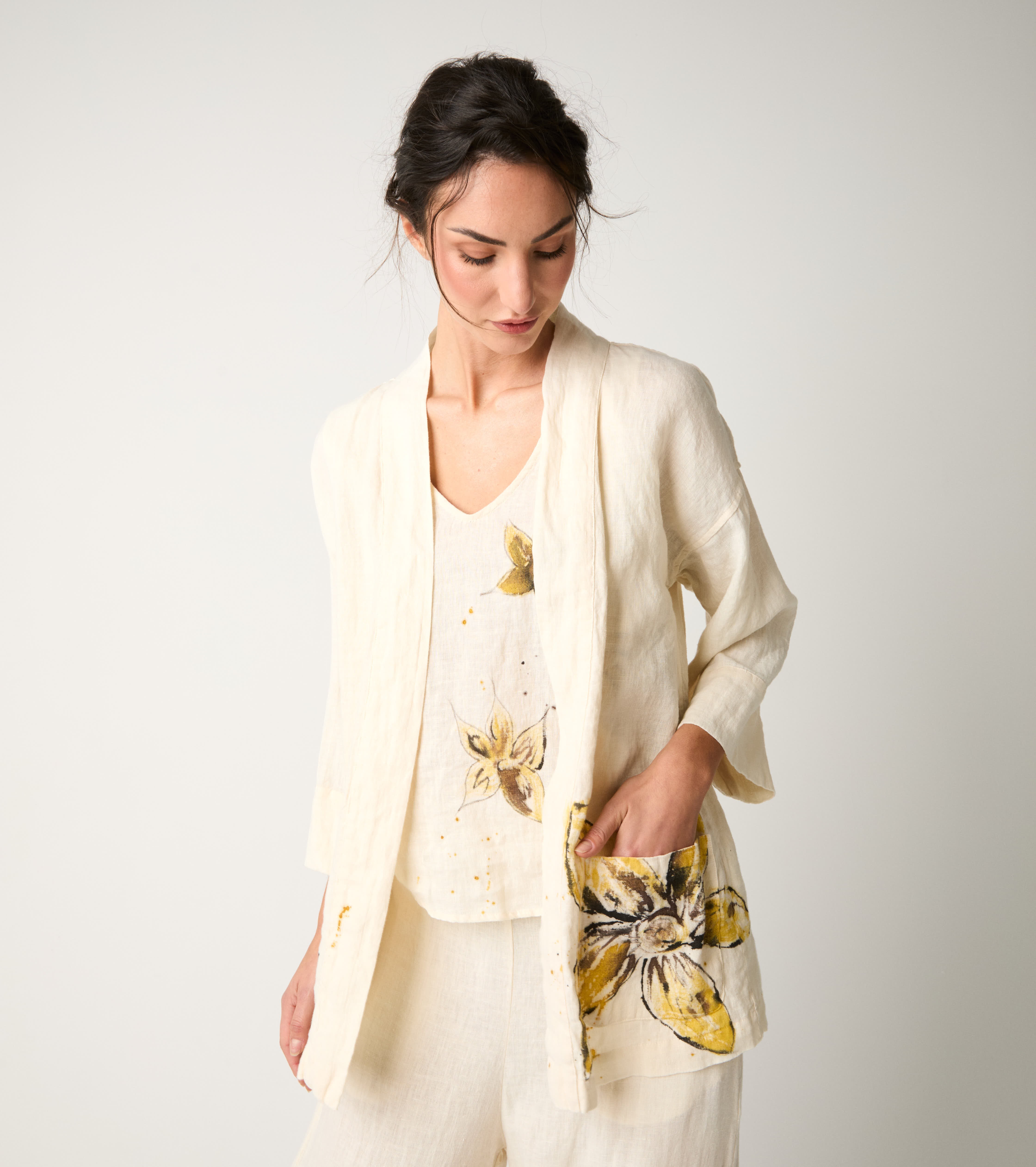 Floral print kimono jacket