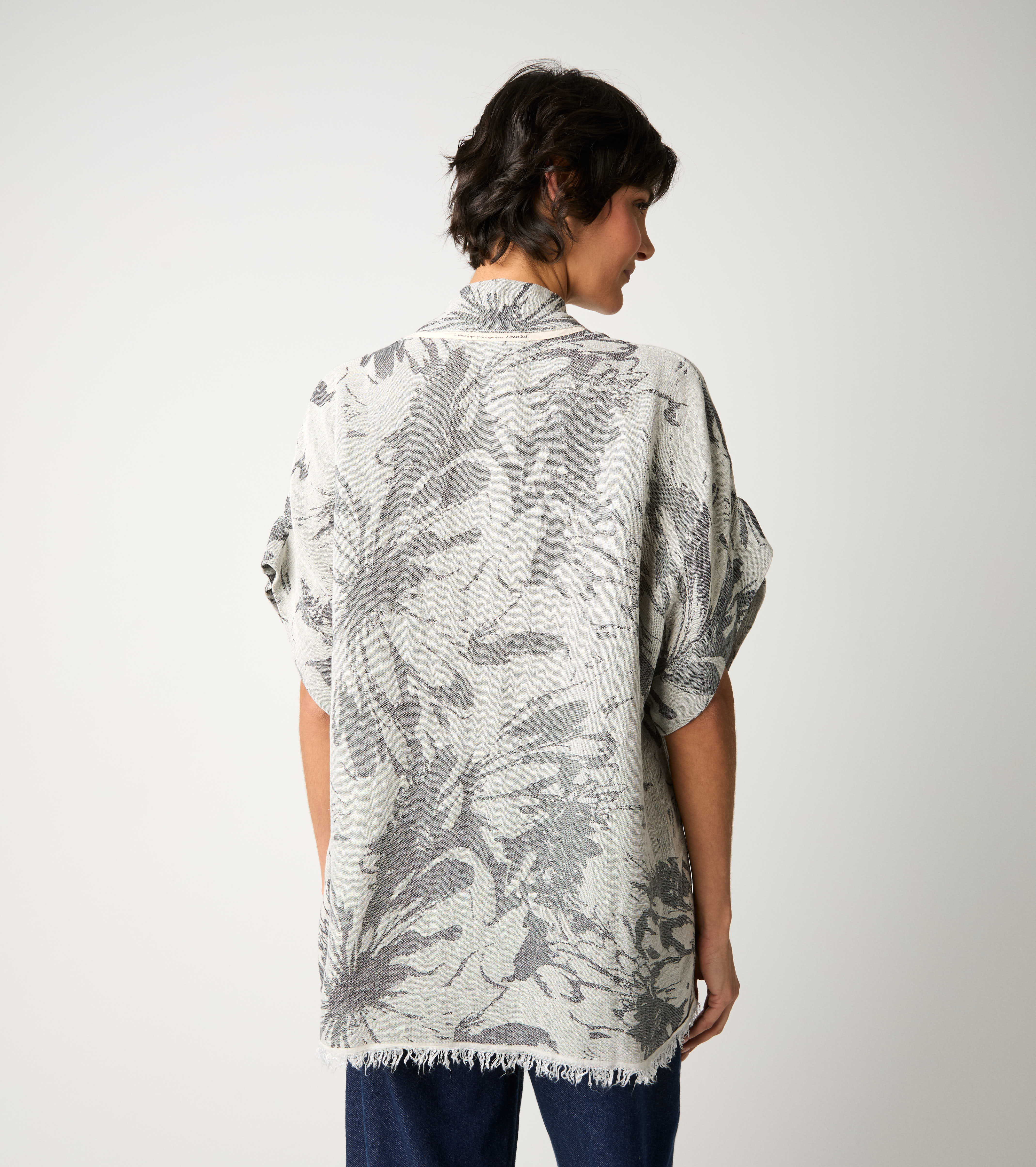 Sand floral cotton kimono jacket