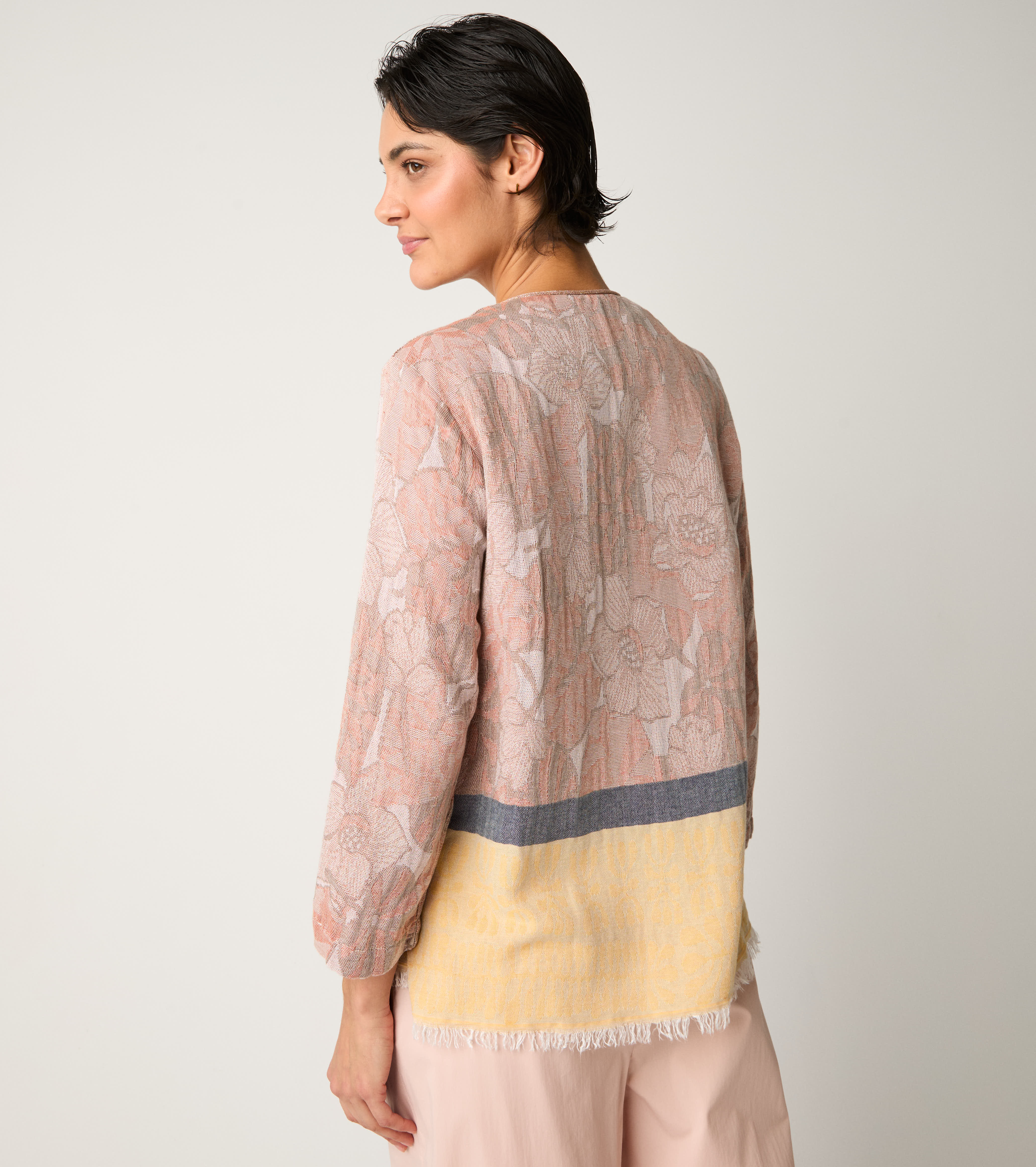 Jacquard jacket with leaf buttons