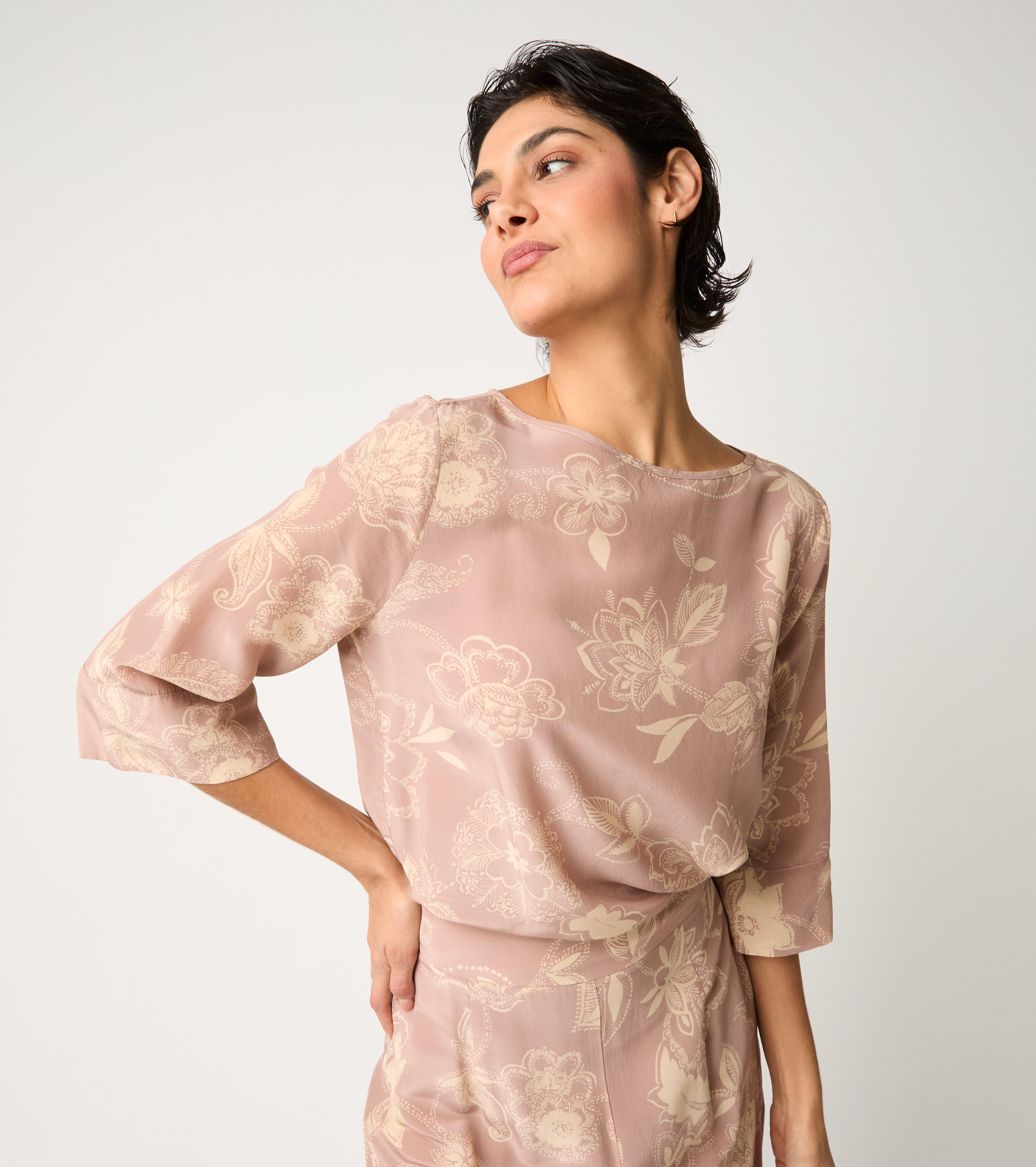 Blusa con stampa paisley floreale fiore