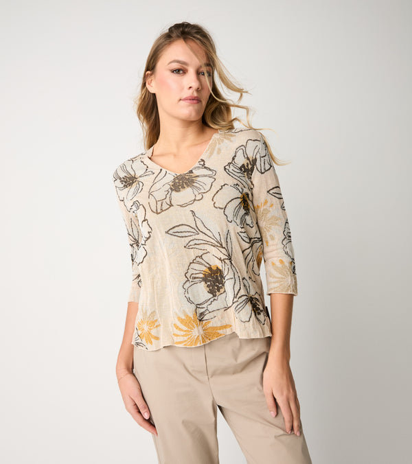 Powder V-neck floral jersey