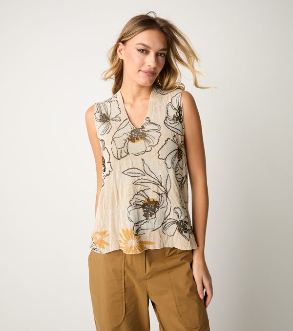 Powder V-neck floral top