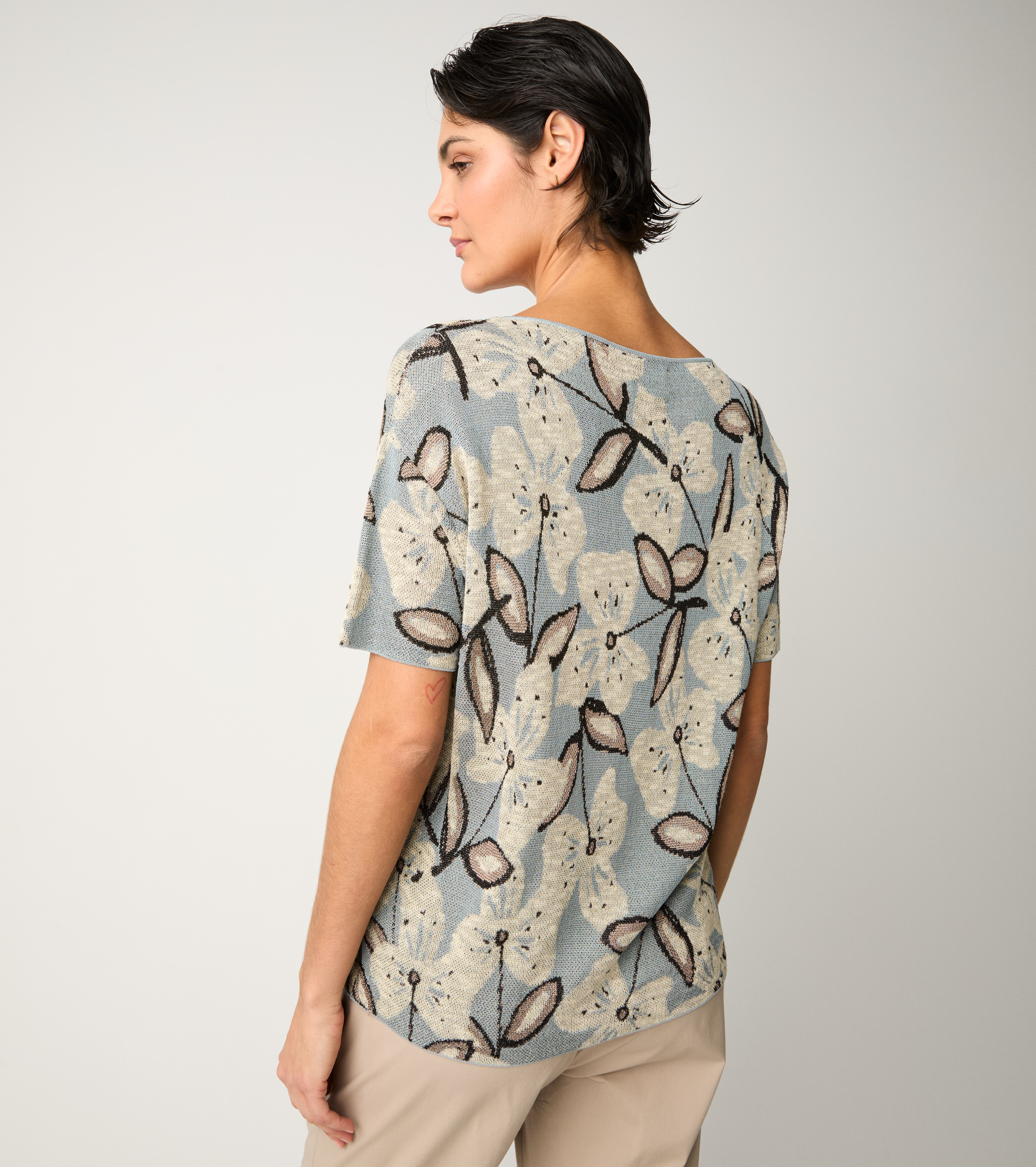 T-shirt jacquard con scollo a barca selce