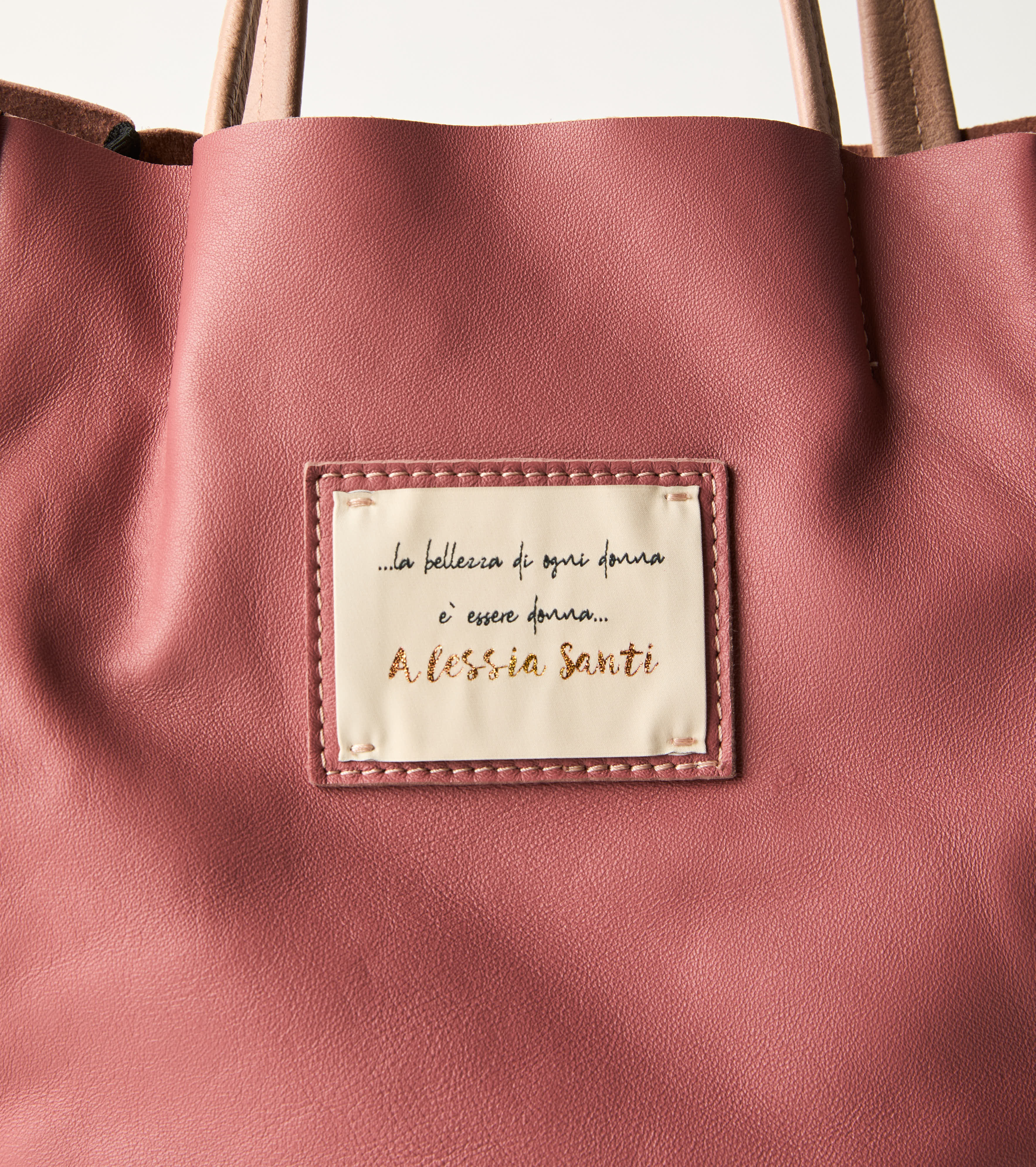 Borsa shopping con patch Alessia Santi rosa