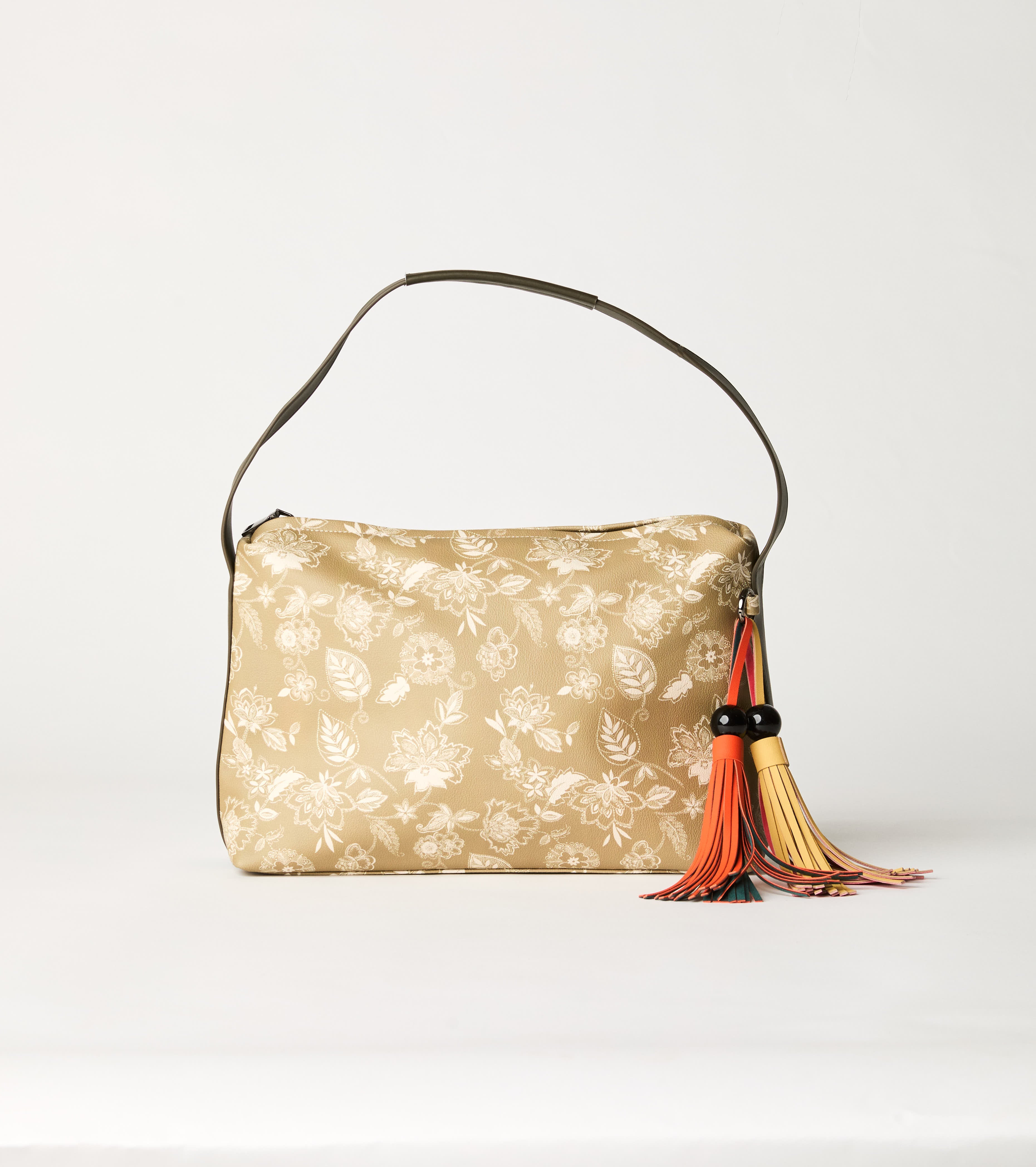 Khaki floral paisley shoulder bag