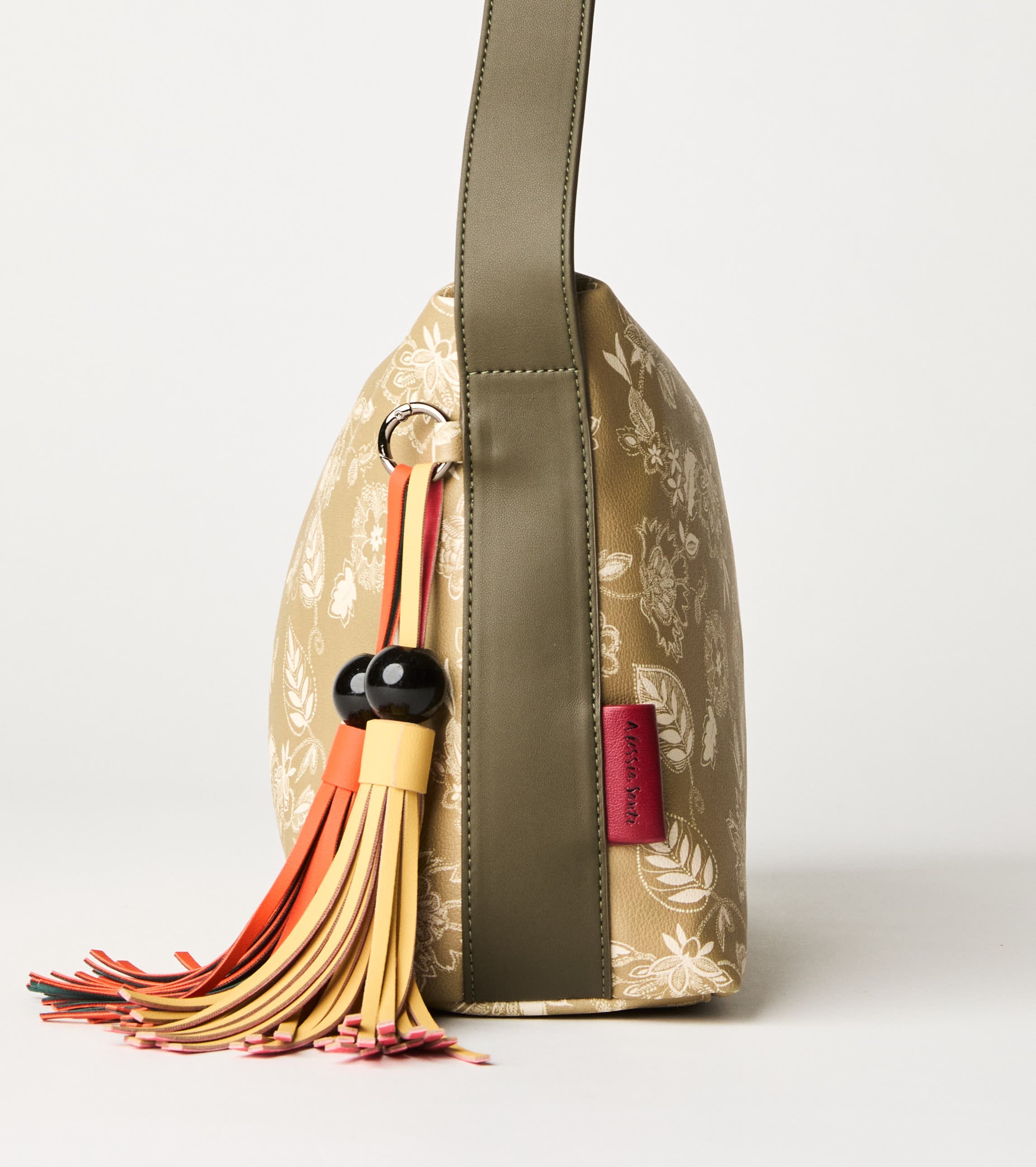 Khaki floral paisley shoulder bag