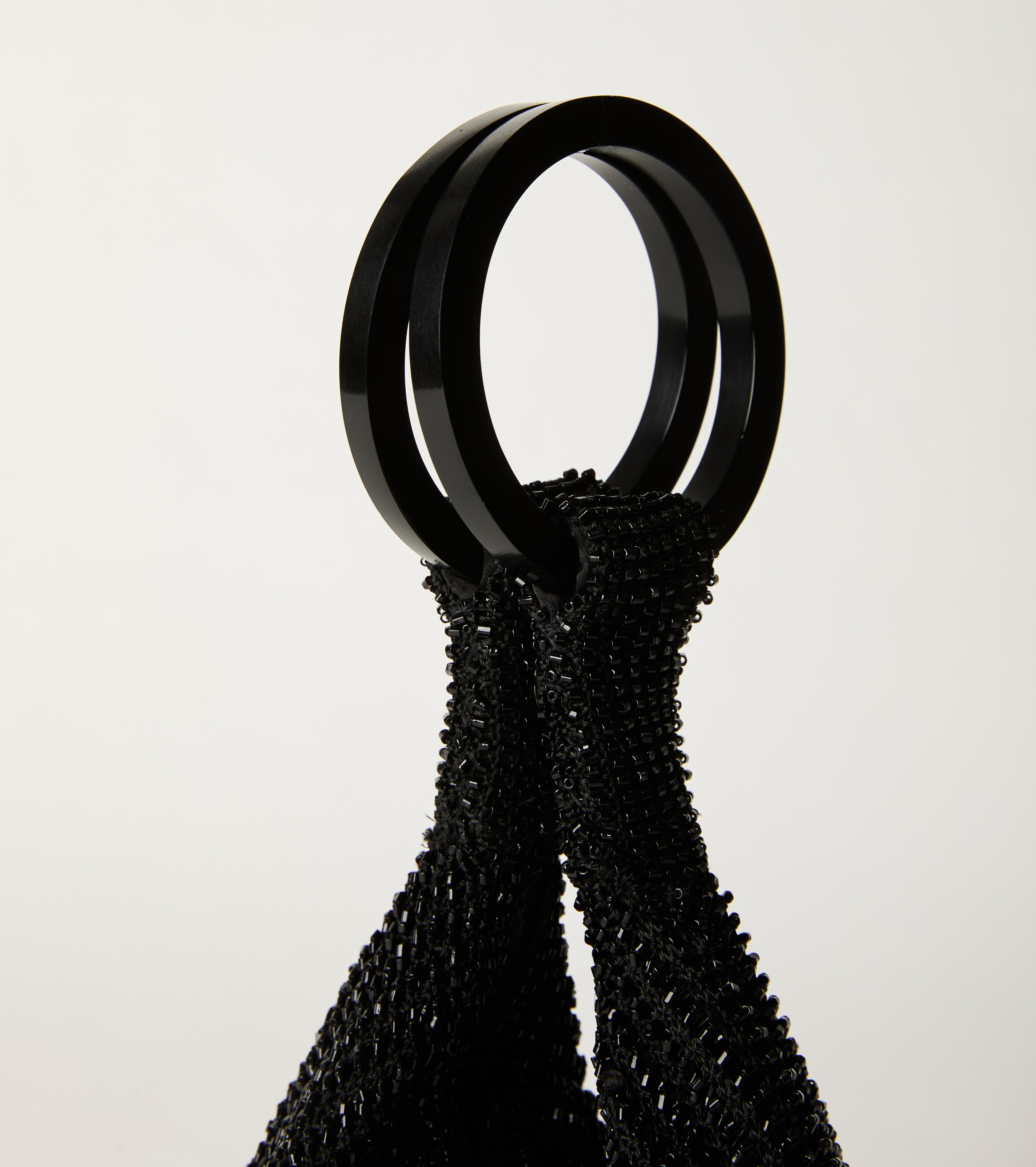 Black rhinestone bucket bag
