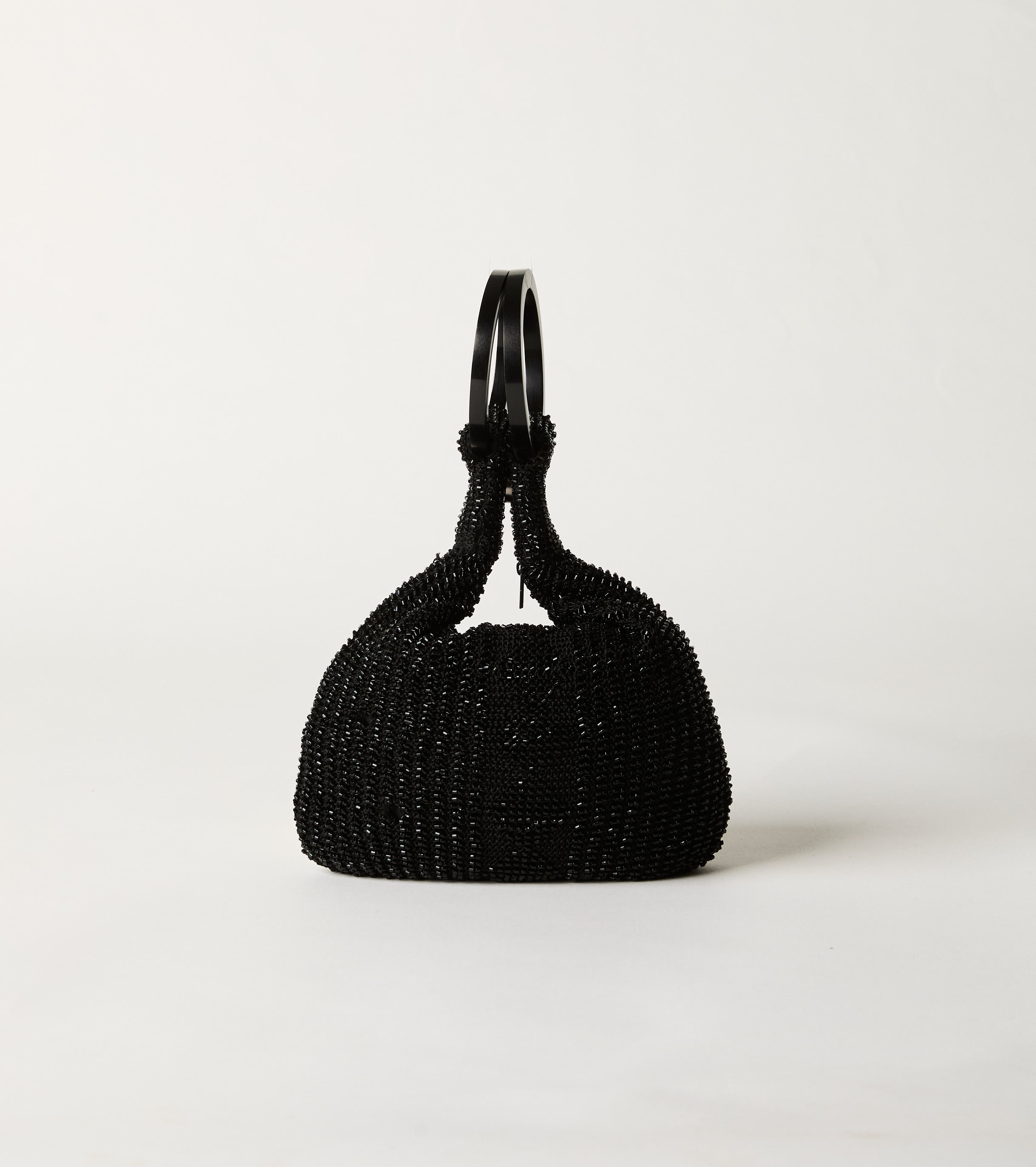 Black rhinestone bucket bag
