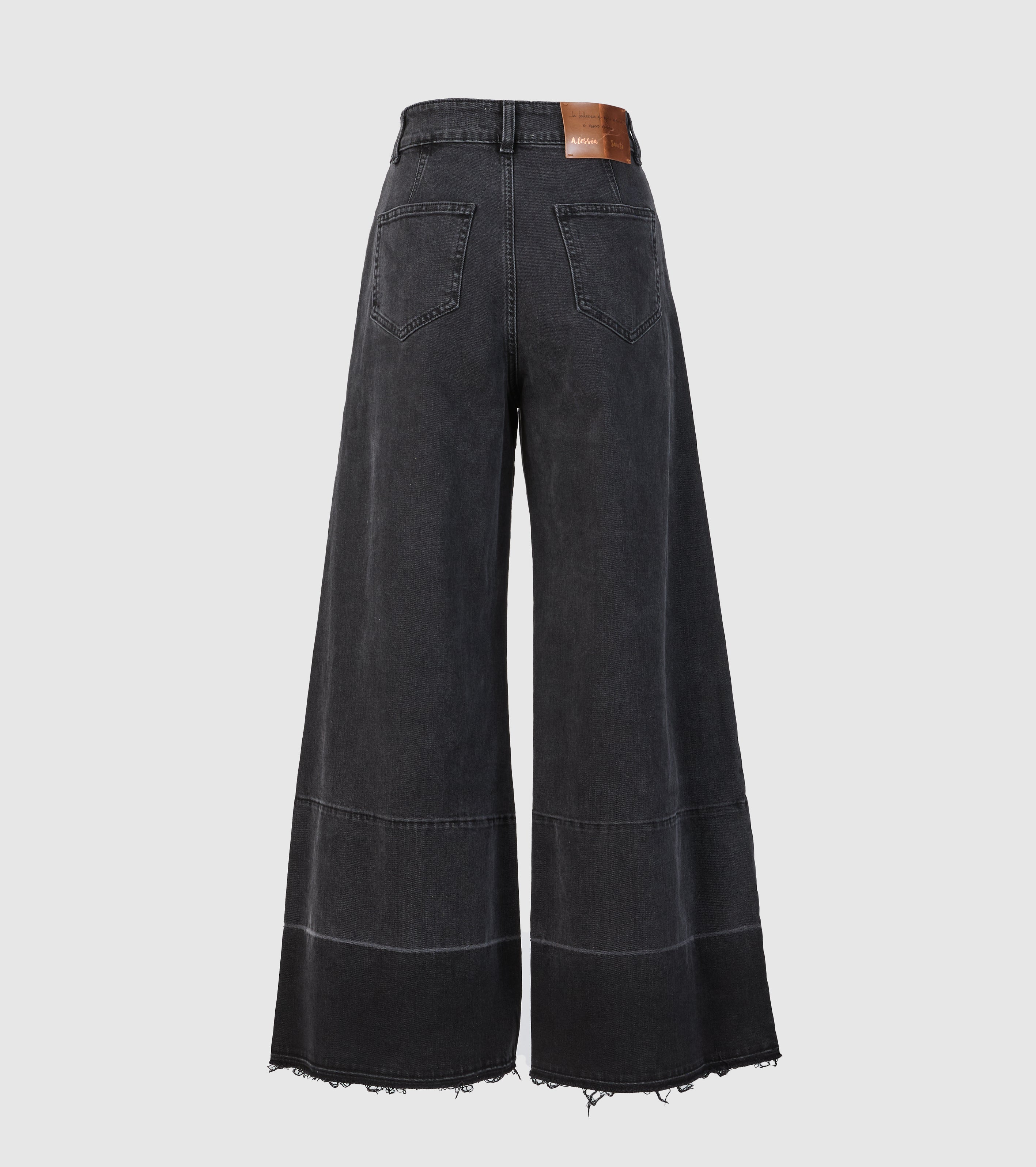 Jeans Palazzo in Denim Nero Slavato