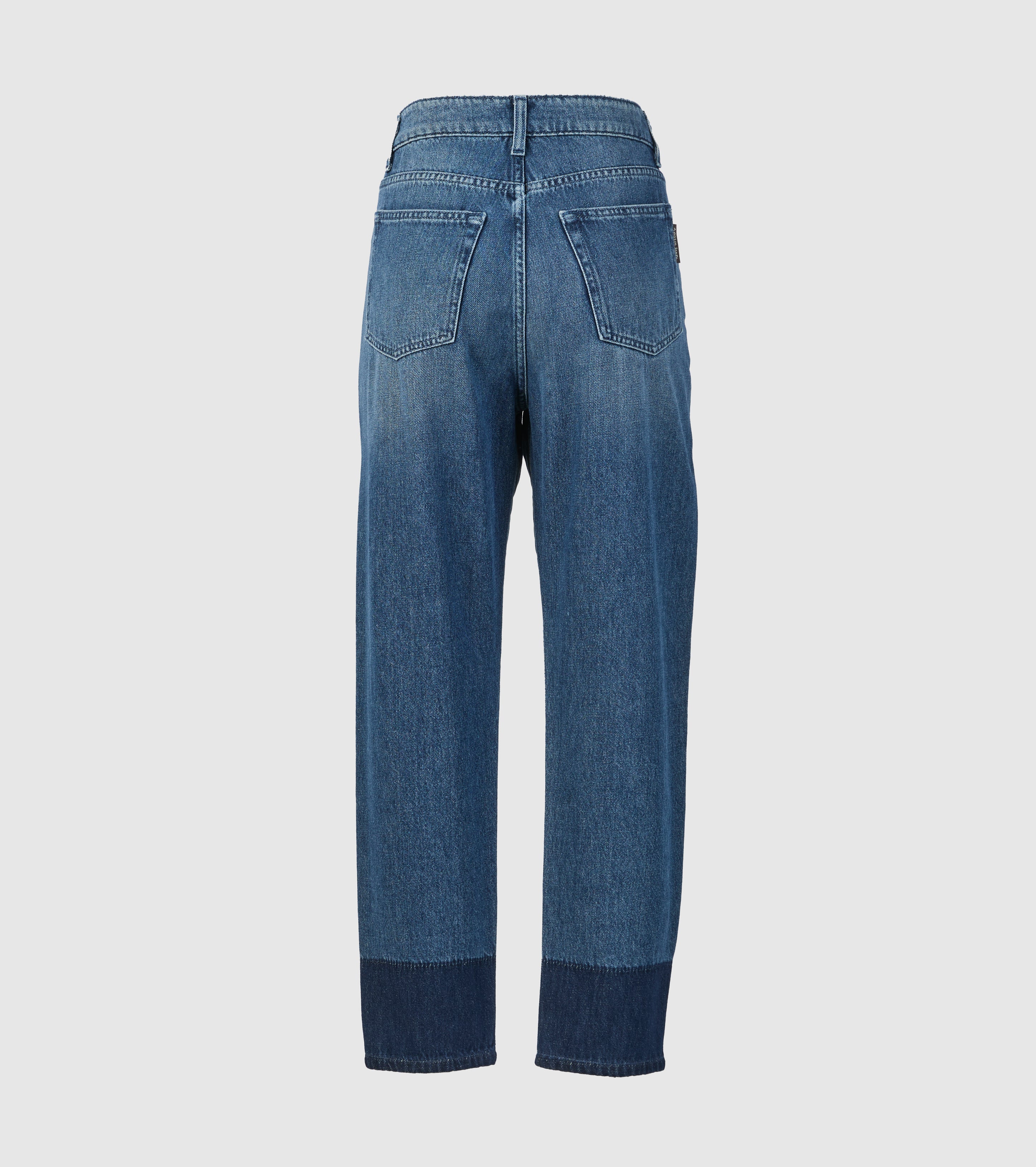 Jeans a Vita Alta con Fondo a Contrasto