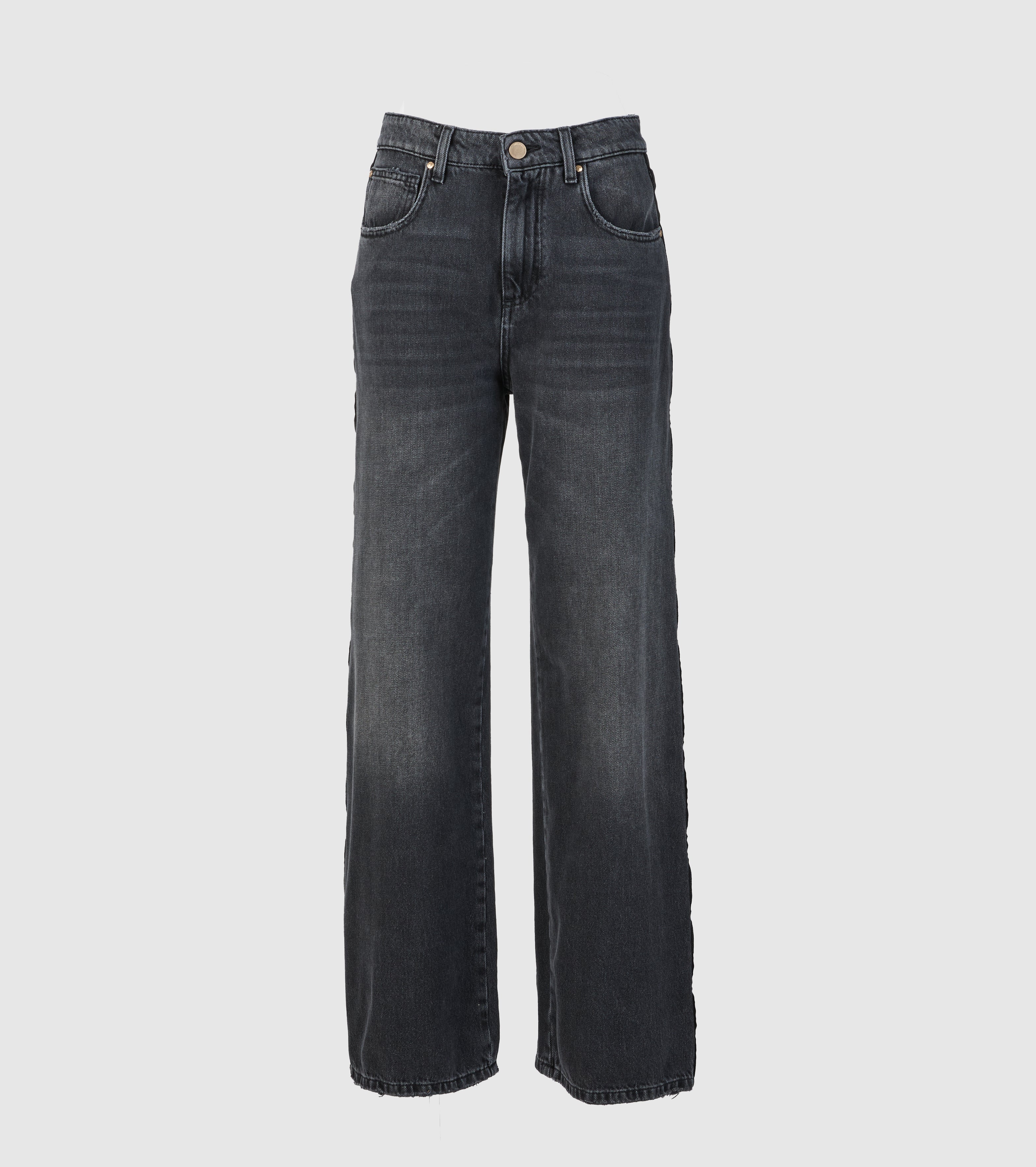 Jeans palazzo in Denim Nero con banda laterale