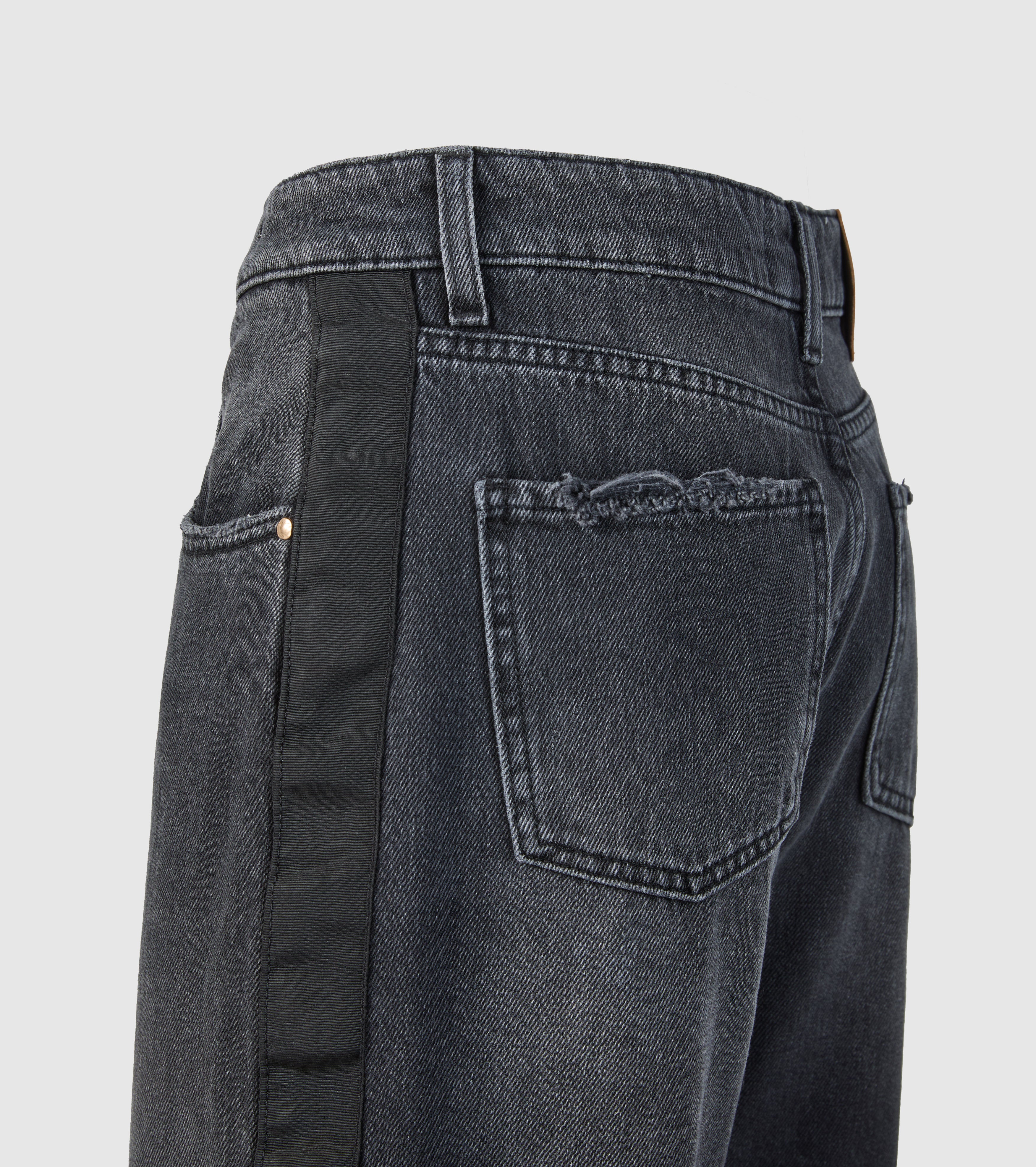 Jeans palazzo in Denim Nero con banda laterale